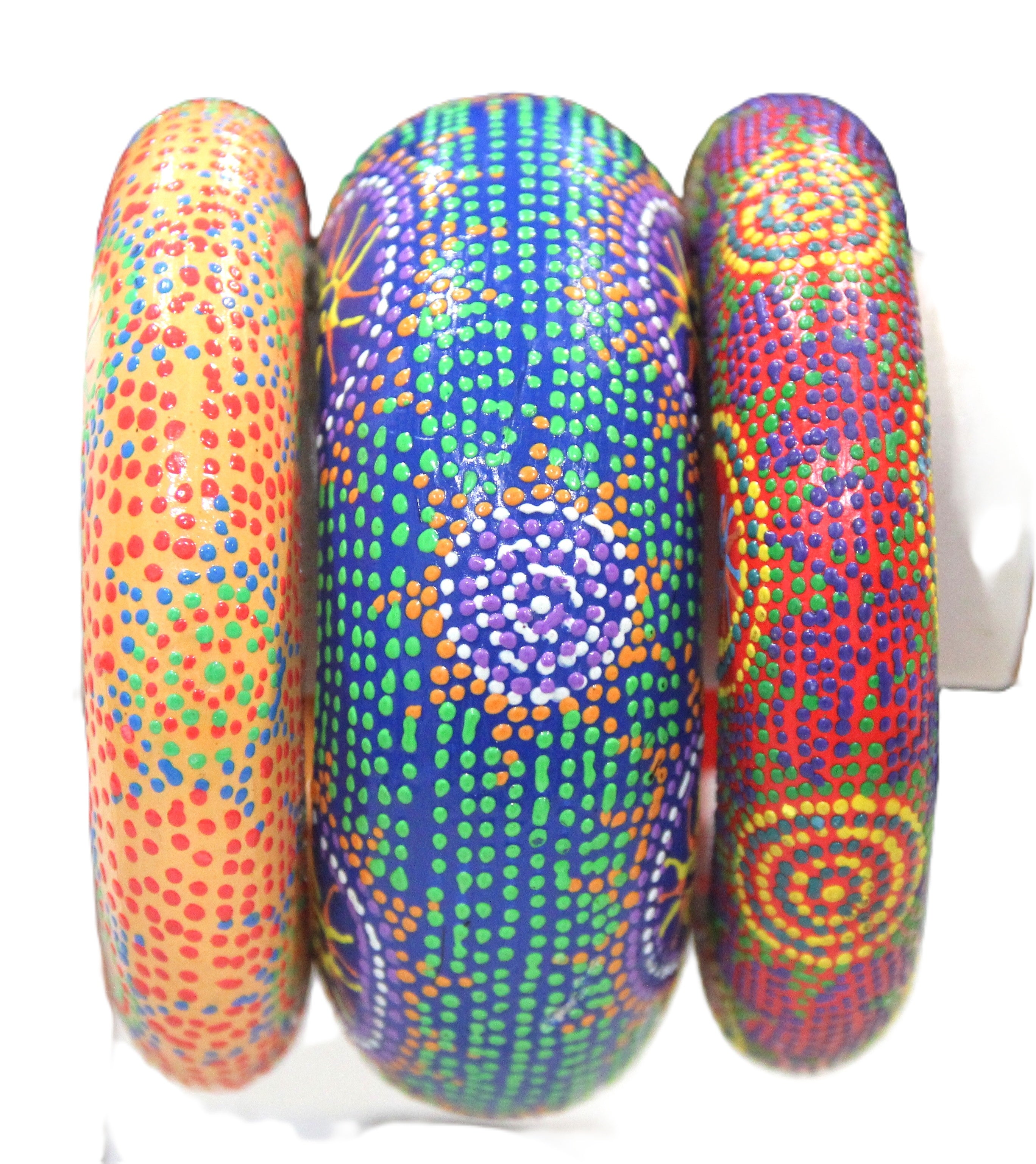 GRAZIANO DEAD STOCK HAND PAINTED ABORIGINAL ART BANGLE BRACELET STACK