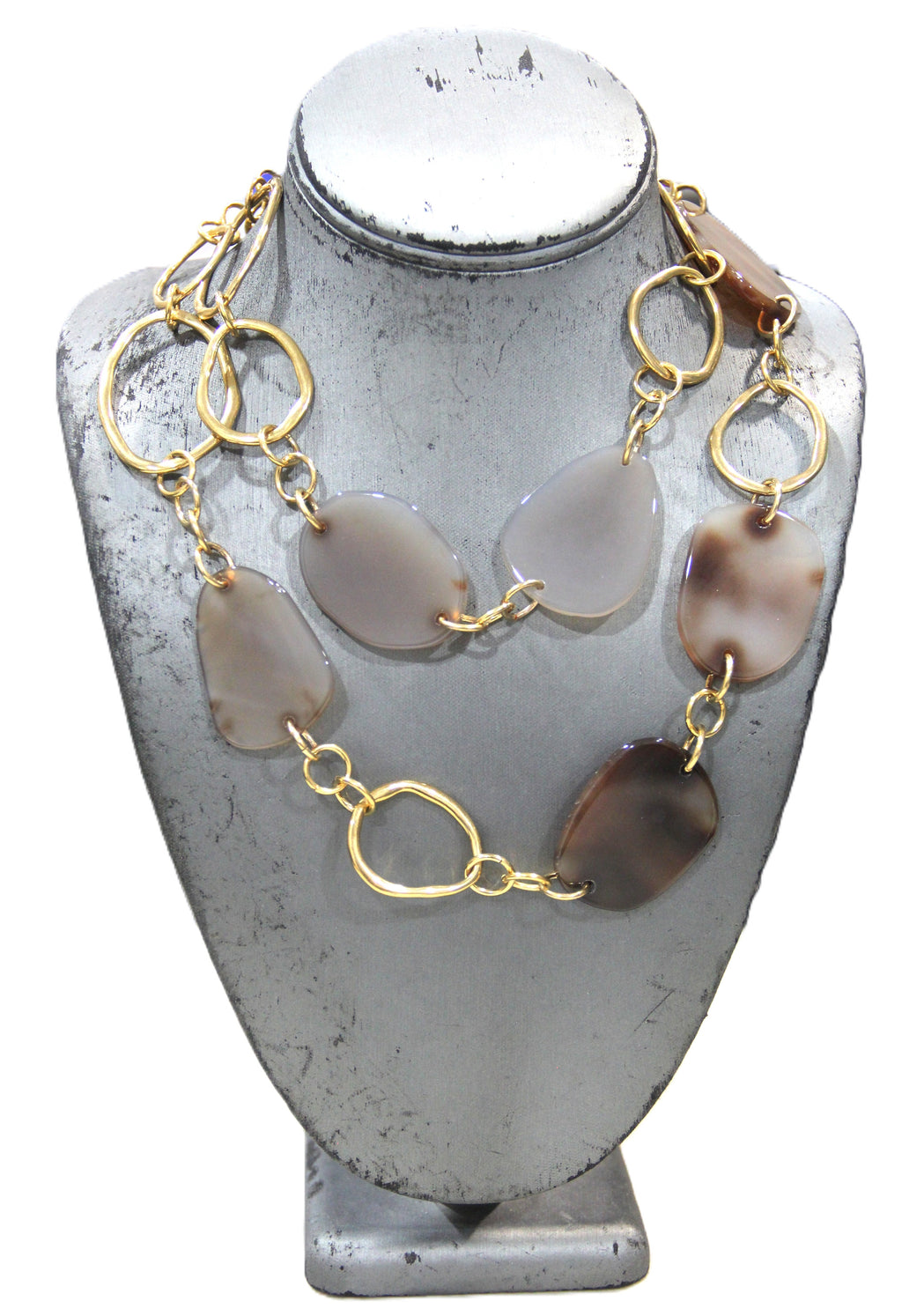 GRAZIANO DEAD STOCK AGATE SLICE CHAIN NECKLACE