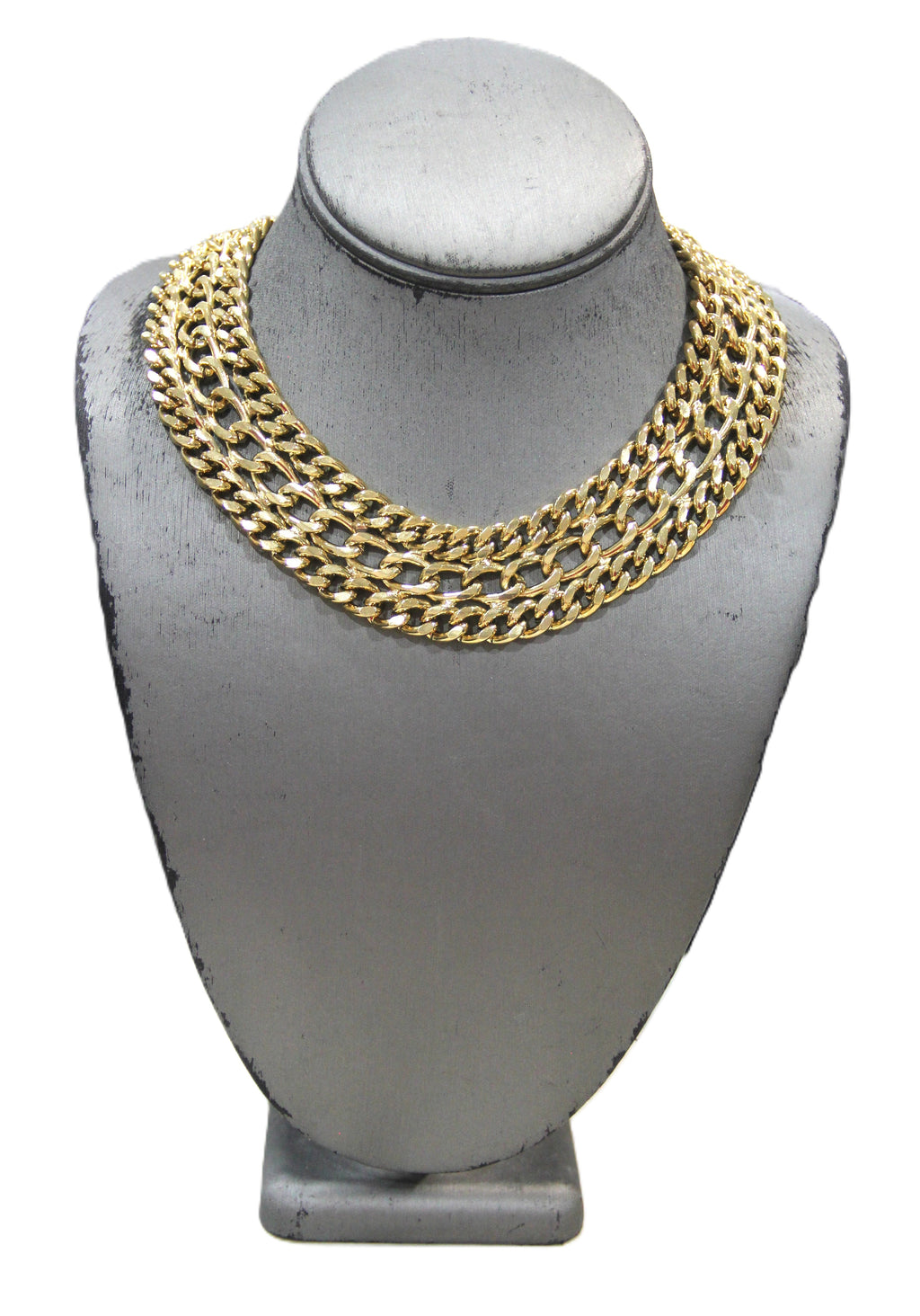 TRIPLE WIDE CURB CHAIN NECKLACE & BRACELET SET