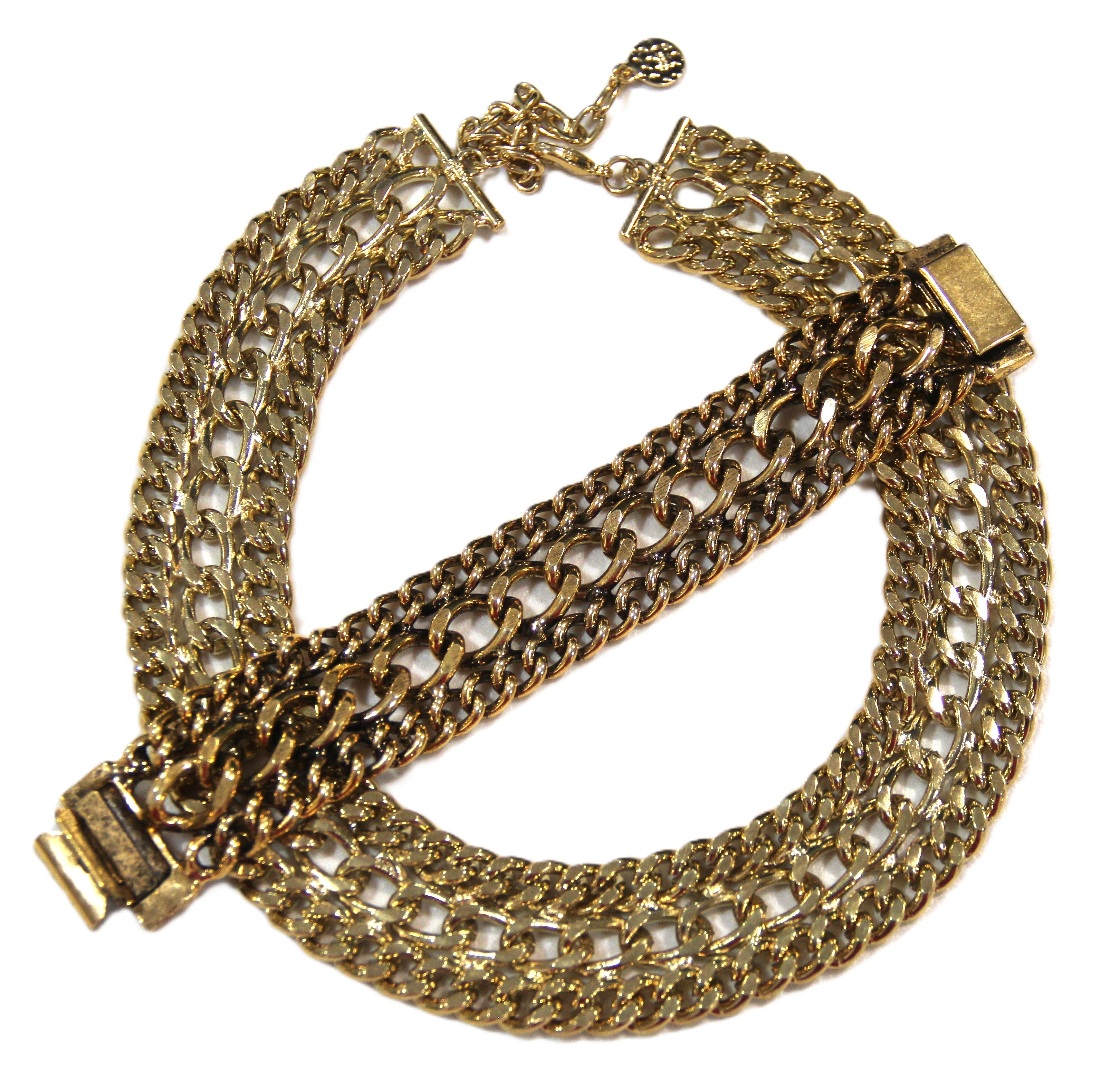 TRIPLE WIDE CURB CHAIN NECKLACE & BRACELET SET