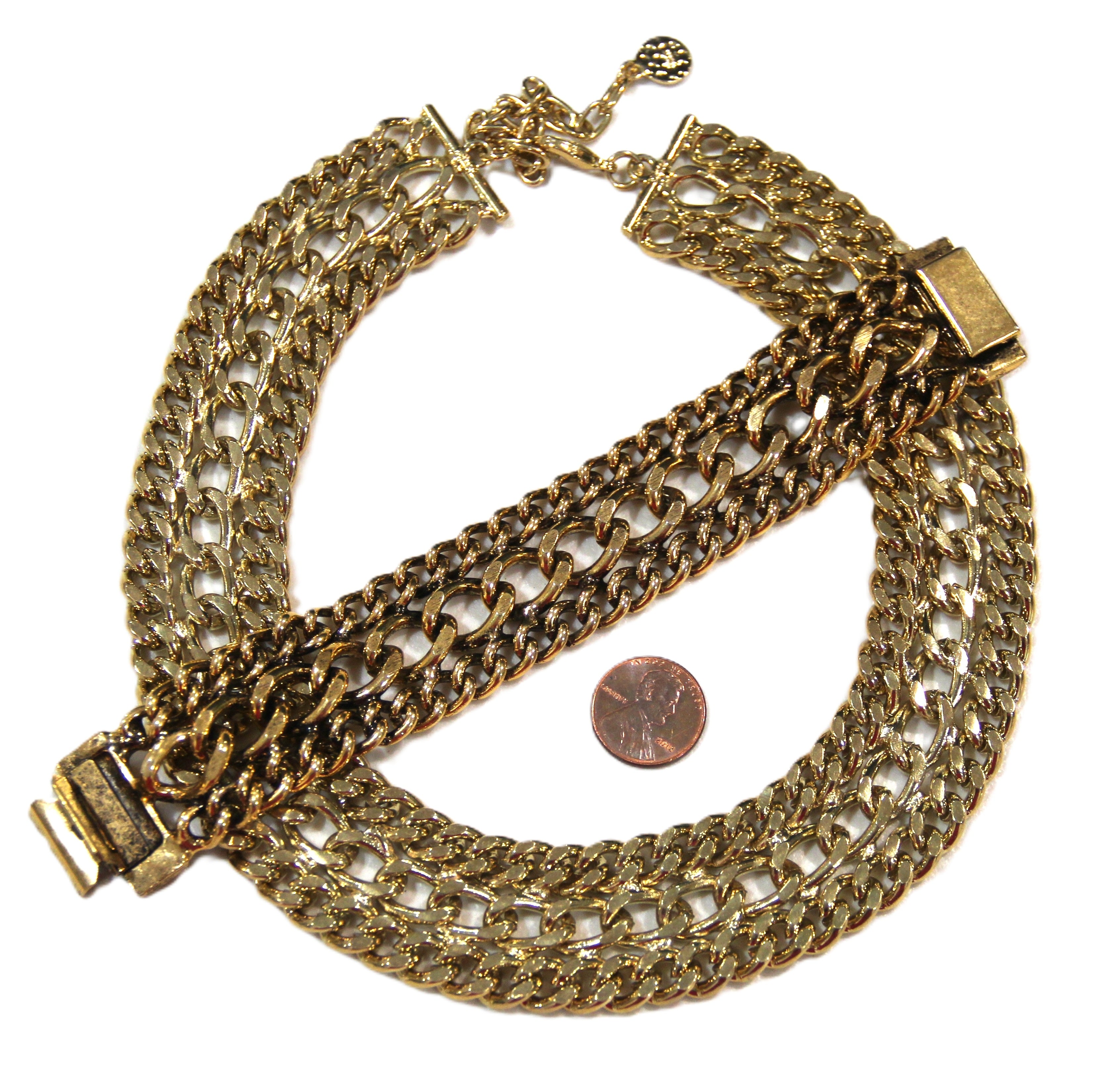 TRIPLE WIDE CURB CHAIN NECKLACE & BRACELET SET