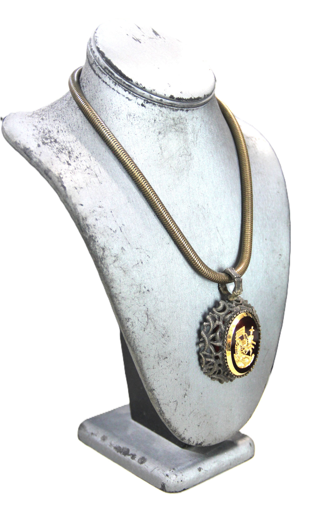 GRAZIANO DEAD STOCK ASIAN DESIGN INTAGLIO GLASS CAMEO NECKLACE
