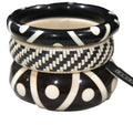 THE "MORSE CODE" BATIK STYLE BANGLE BRACELET STACK 