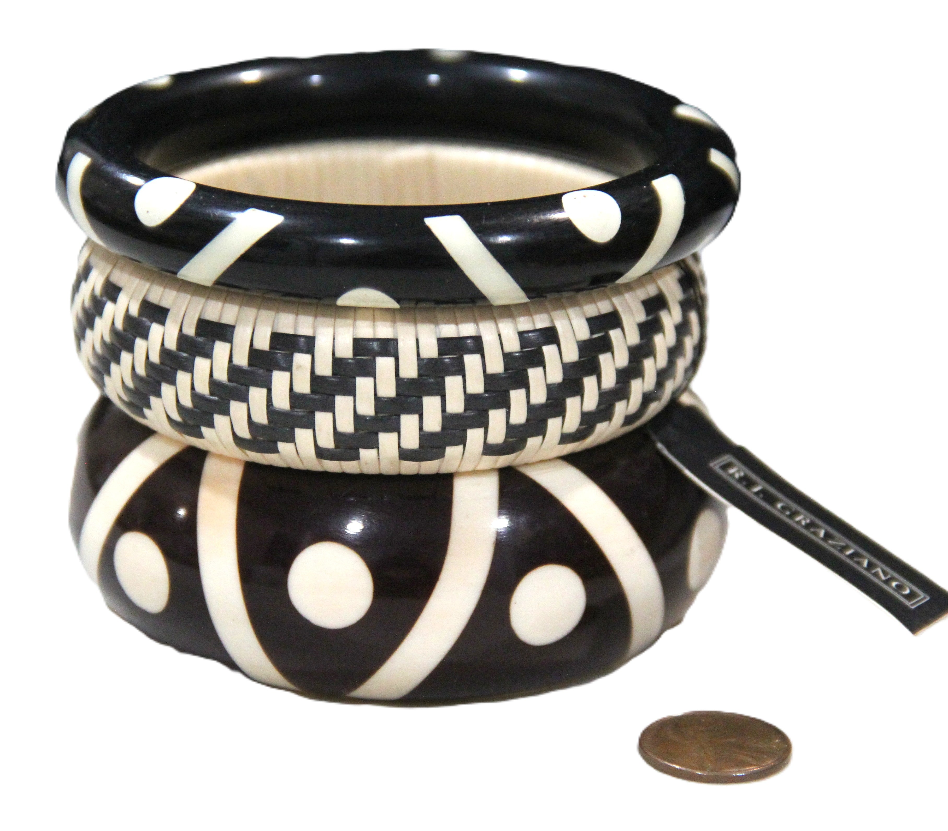 THE "MORSE CODE" BATIK STYLE BANGLE BRACELET STACK 