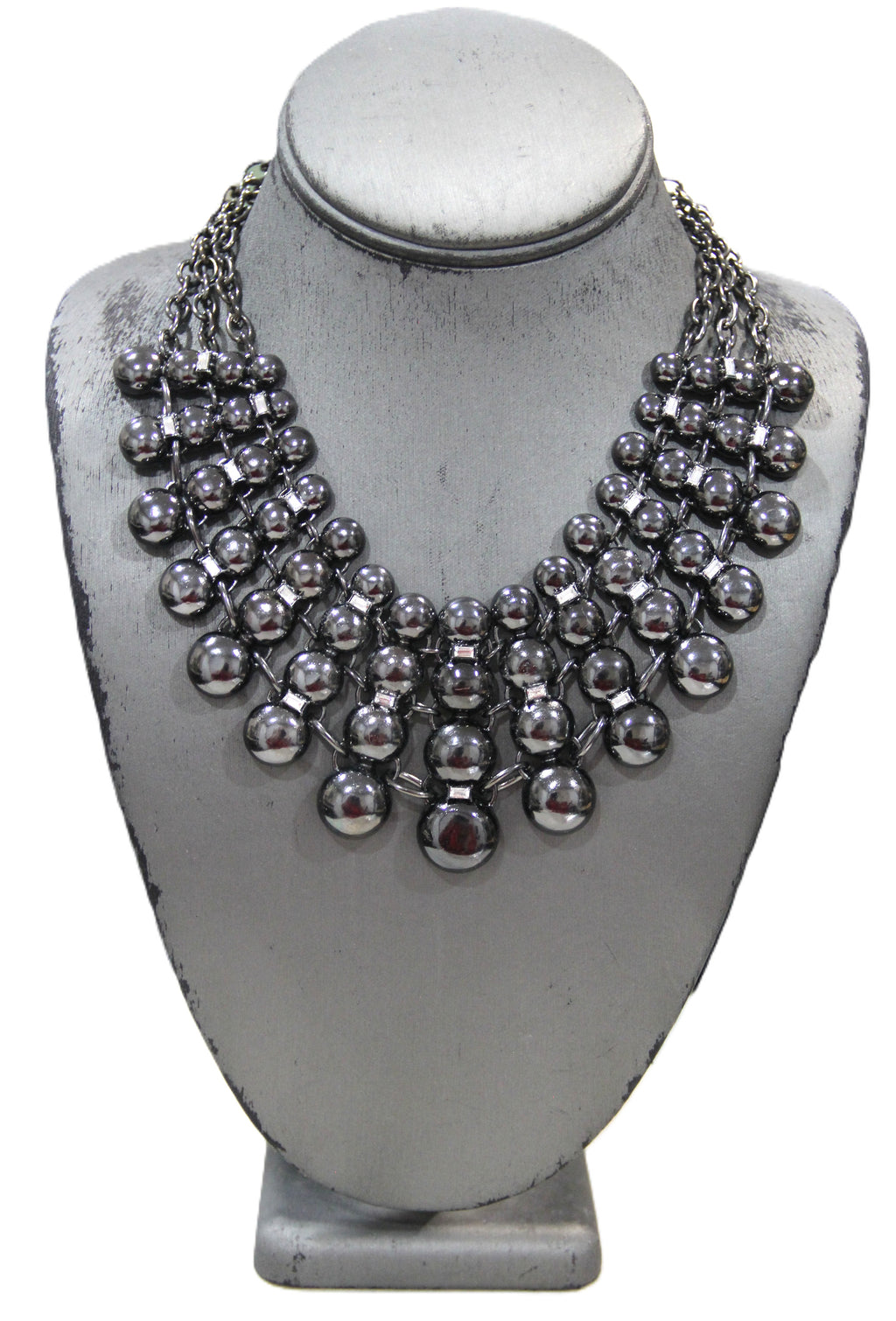 GRAZIANO DEAD STOCK STATEMENT NECKLACE WITH BAGUETTE CRYSTAL ACCENTS