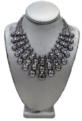 GRAZIANO DEAD STOCK STATEMENT NECKLACE WITH BAGUETTE CRYSTAL ACCENTS