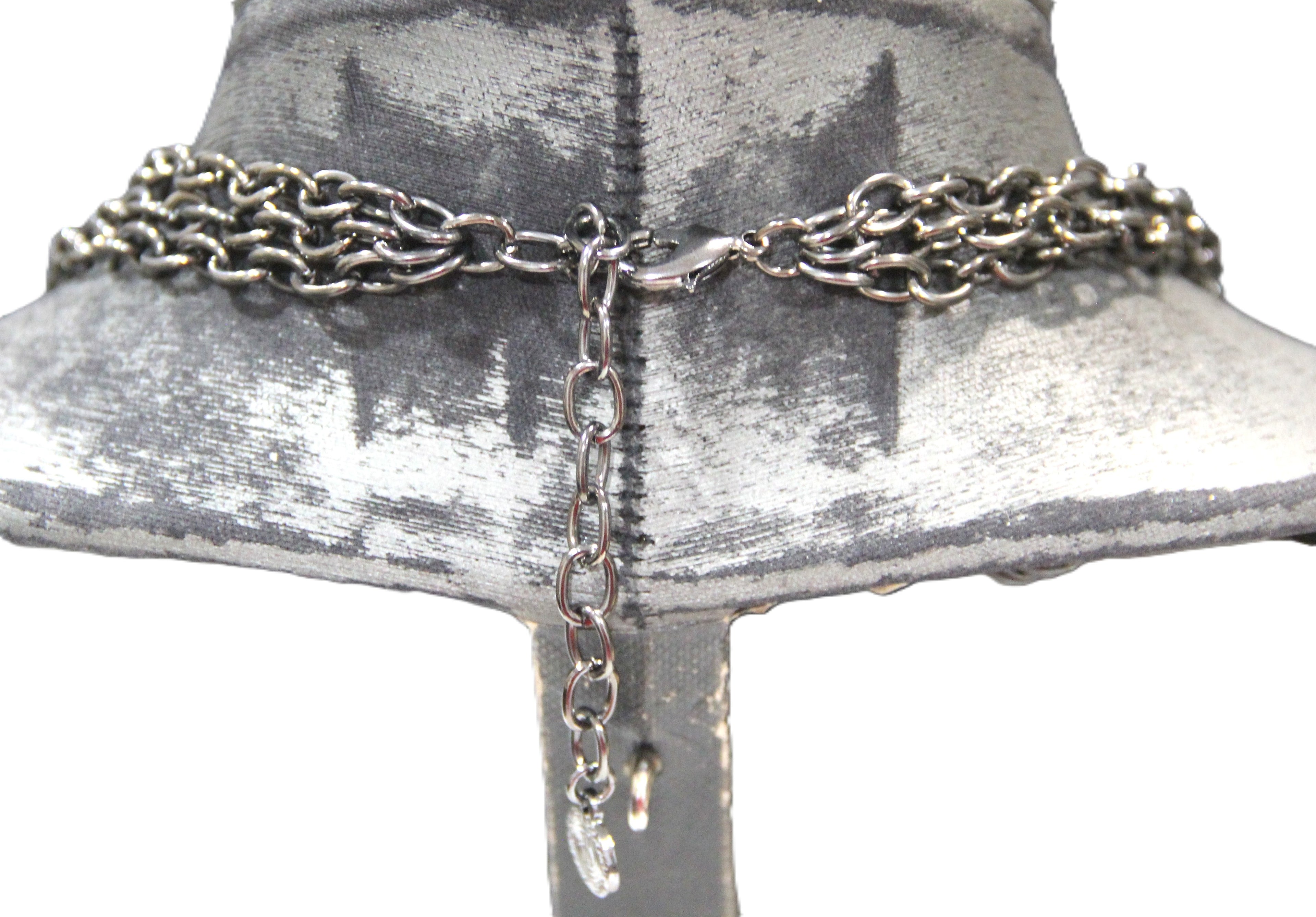GRAZIANO DEAD STOCK STATEMENT NECKLACE WITH BAGUETTE CRYSTAL ACCENTS