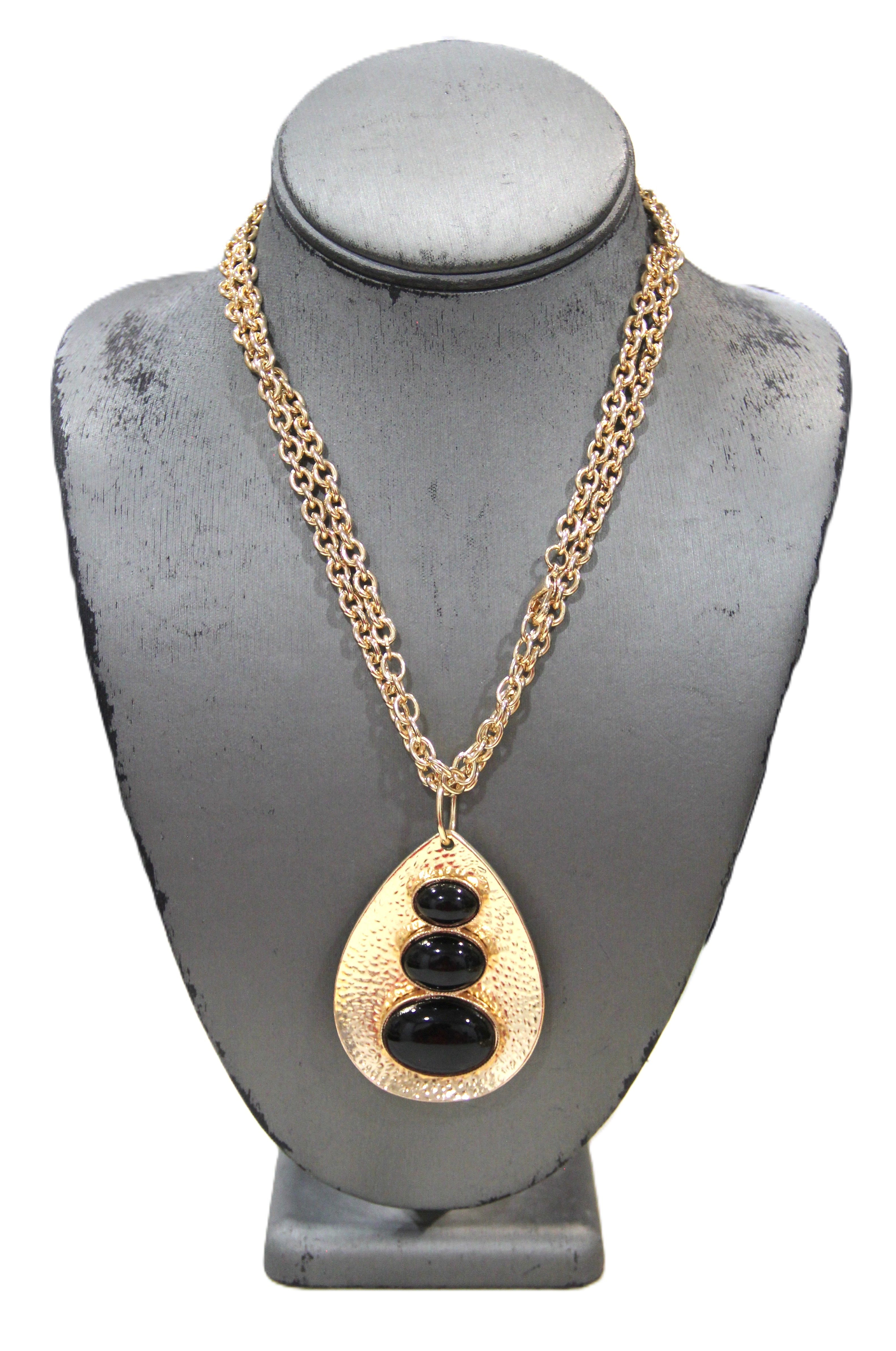 GRAZIANO BLACK RESIN CABOCHON MODERNIST NECKLACE