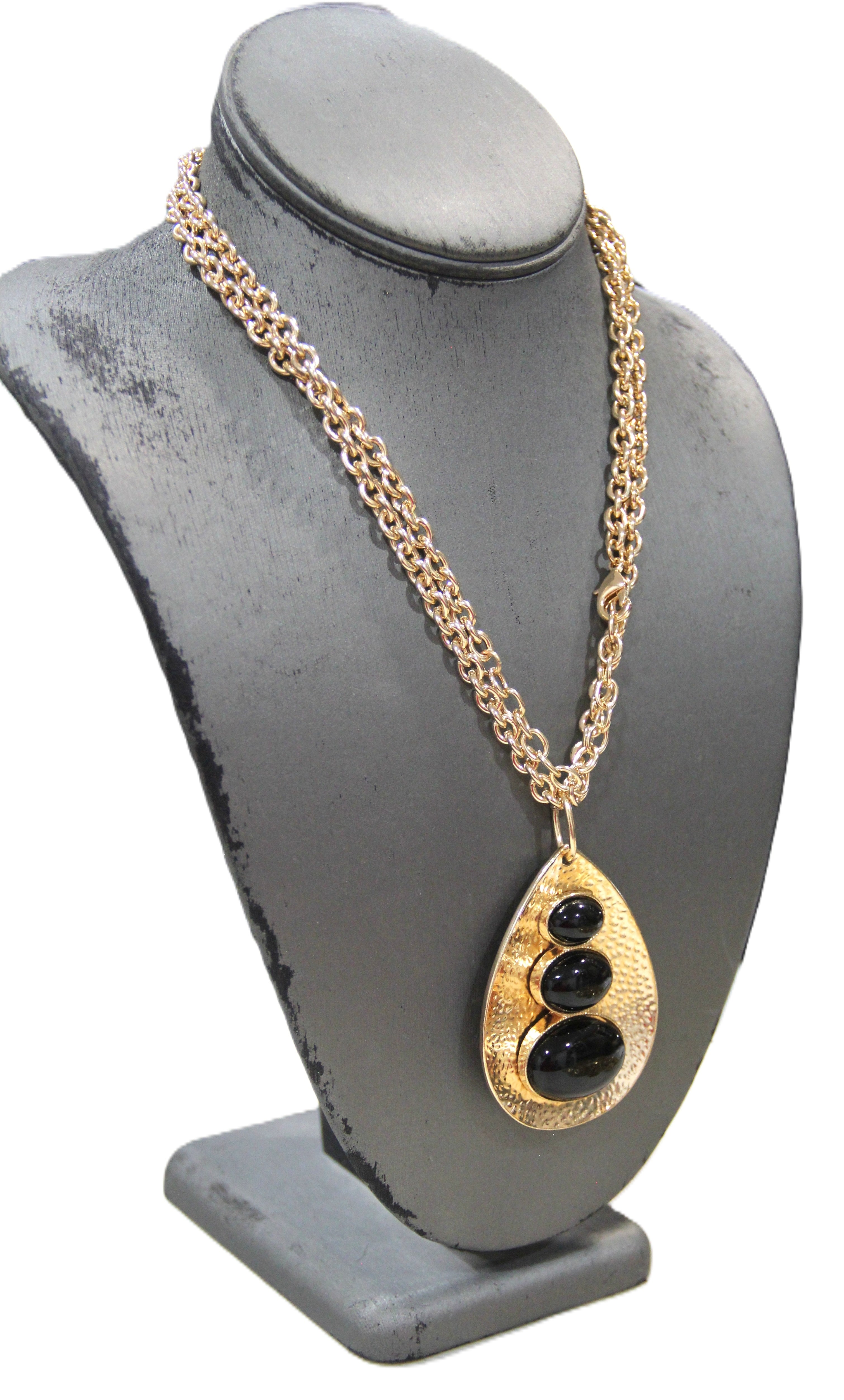 GRAZIANO BLACK RESIN CABOCHON MODERNIST NECKLACE