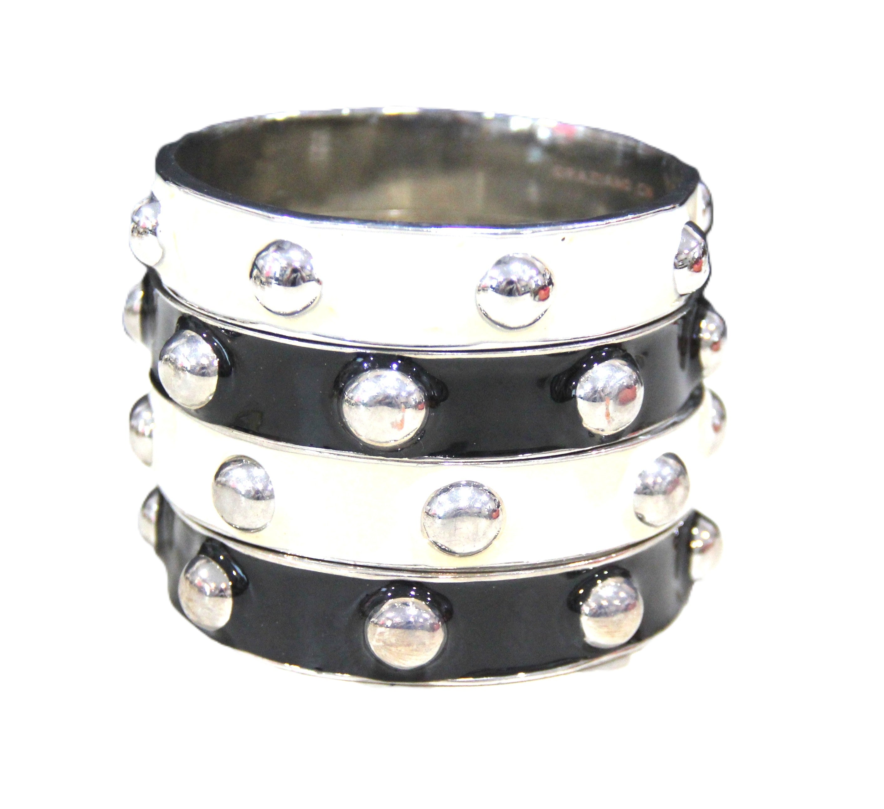 GRAZIANO ENAMEL STUD BANGLE BRACELET STACK