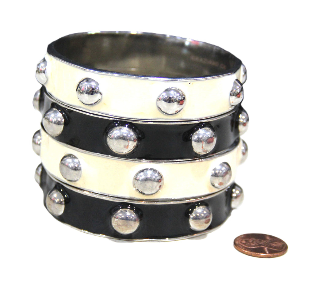 GRAZIANO ENAMEL STUD BANGLE BRACELET STACK