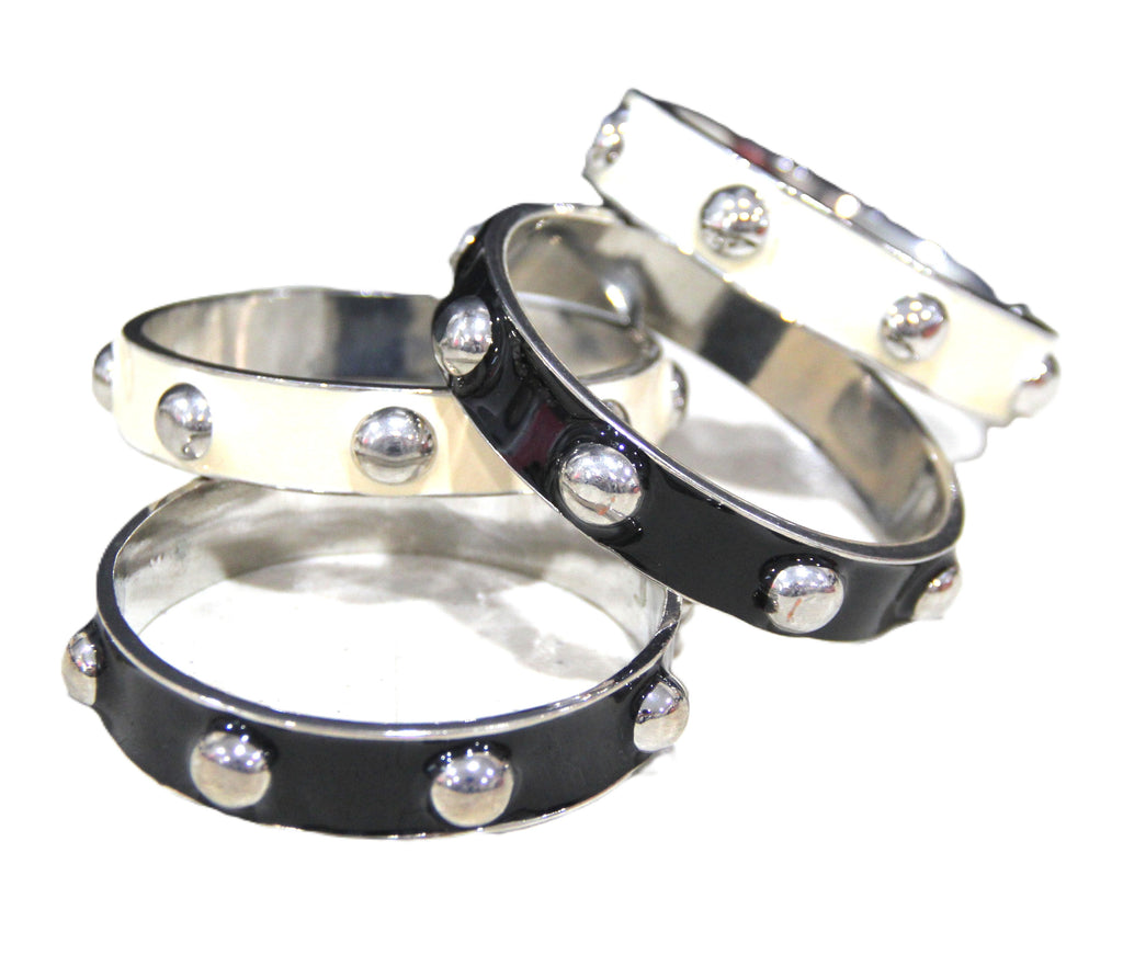 GRAZIANO ENAMEL STUD BANGLE BRACELET STACK