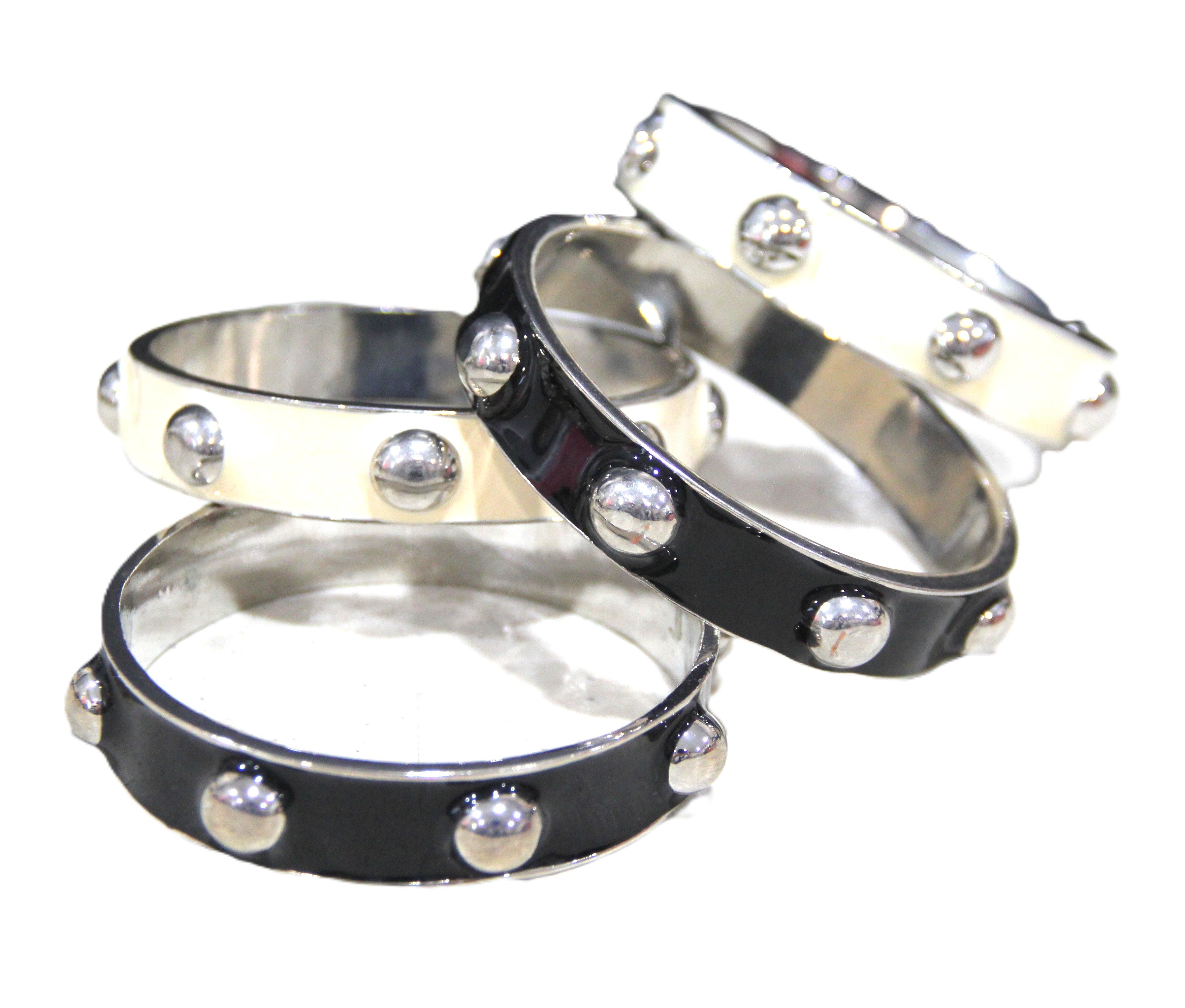 GRAZIANO ENAMEL STUD BANGLE BRACELET STACK