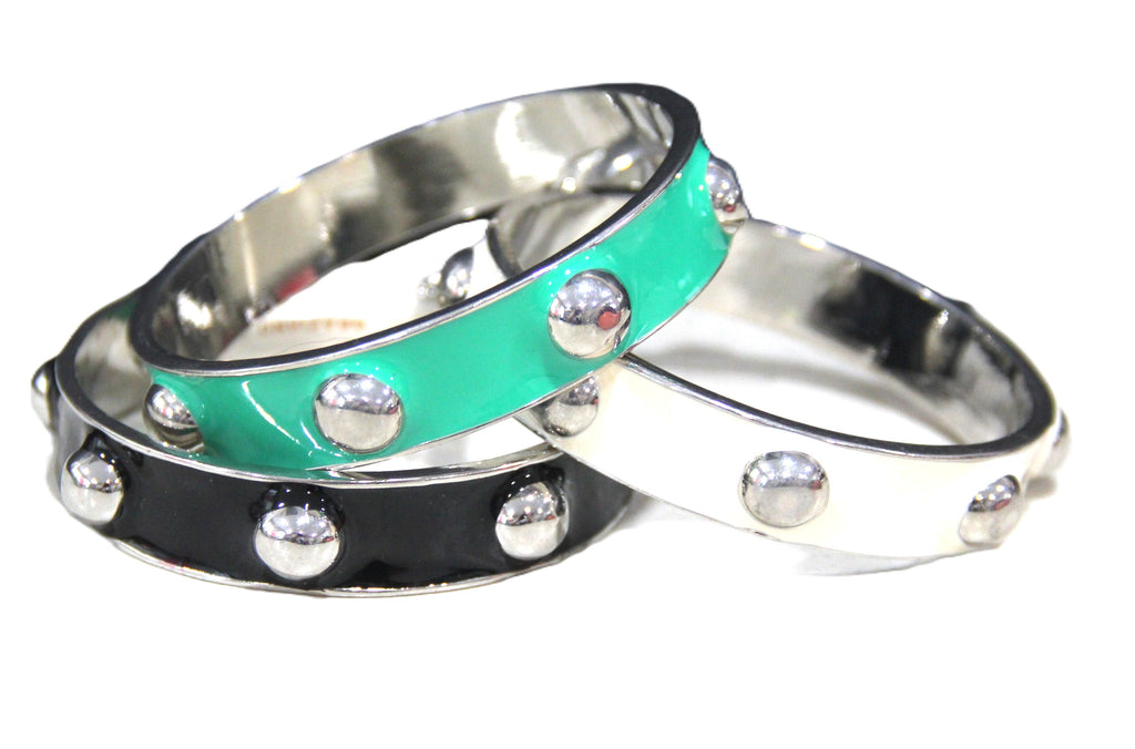 GRAZIANO ENAMEL STUD BANGLE BRACELET STACK