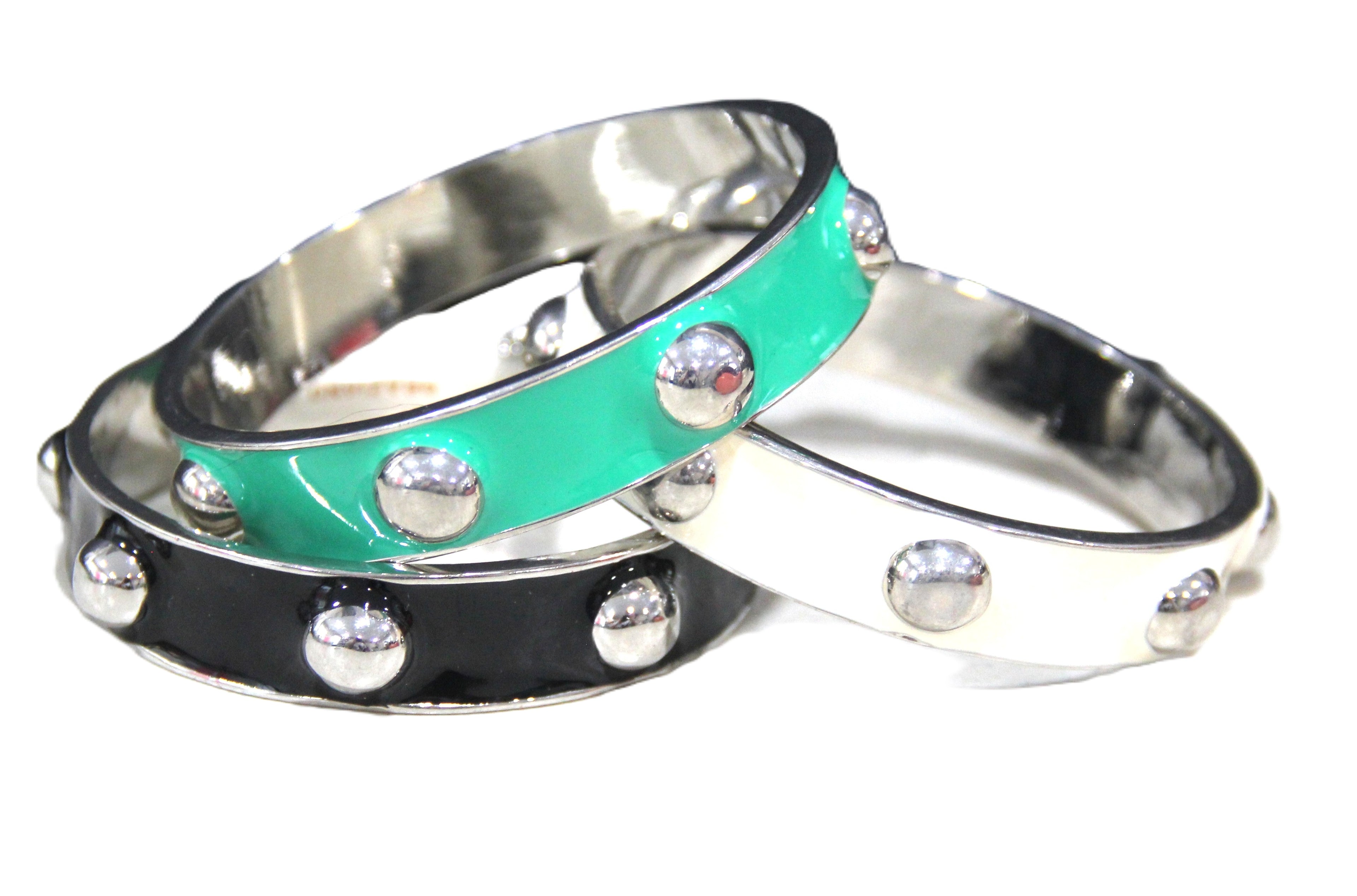 GRAZIANO ENAMEL STUD BANGLE BRACELET STACK