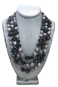 GRAZIANO DEAD STOCK BLACK GLASS & PAVE BEAD STATEMENT NECKLACE
