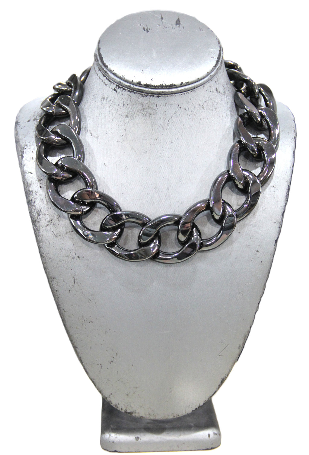 Graziano chunky black metal curbed chain necklace