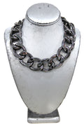 Graziano chunky black metal curbed chain necklace