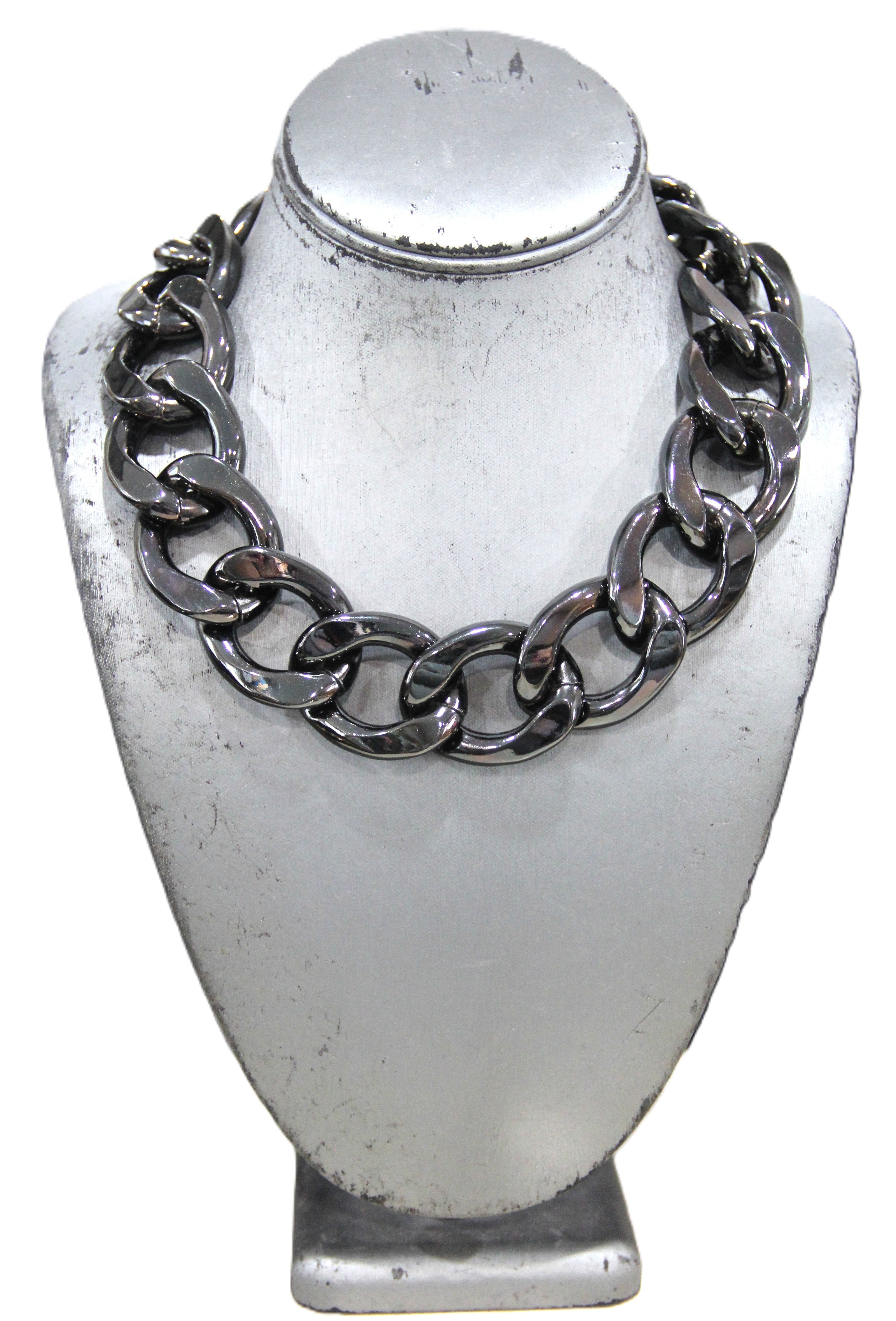 Graziano chunky black metal curbed chain necklace