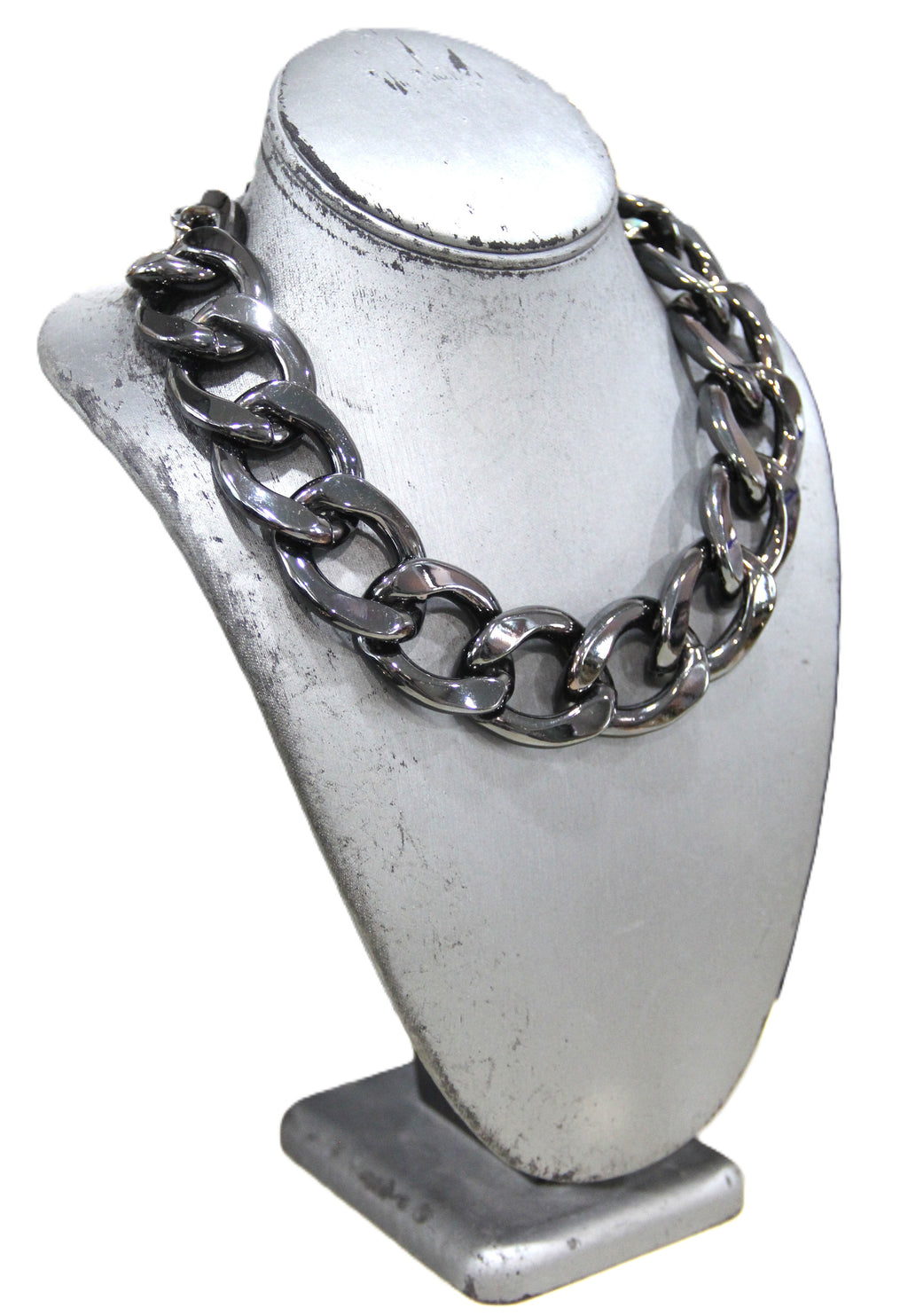 Graziano chunky black metal curbed chain necklace