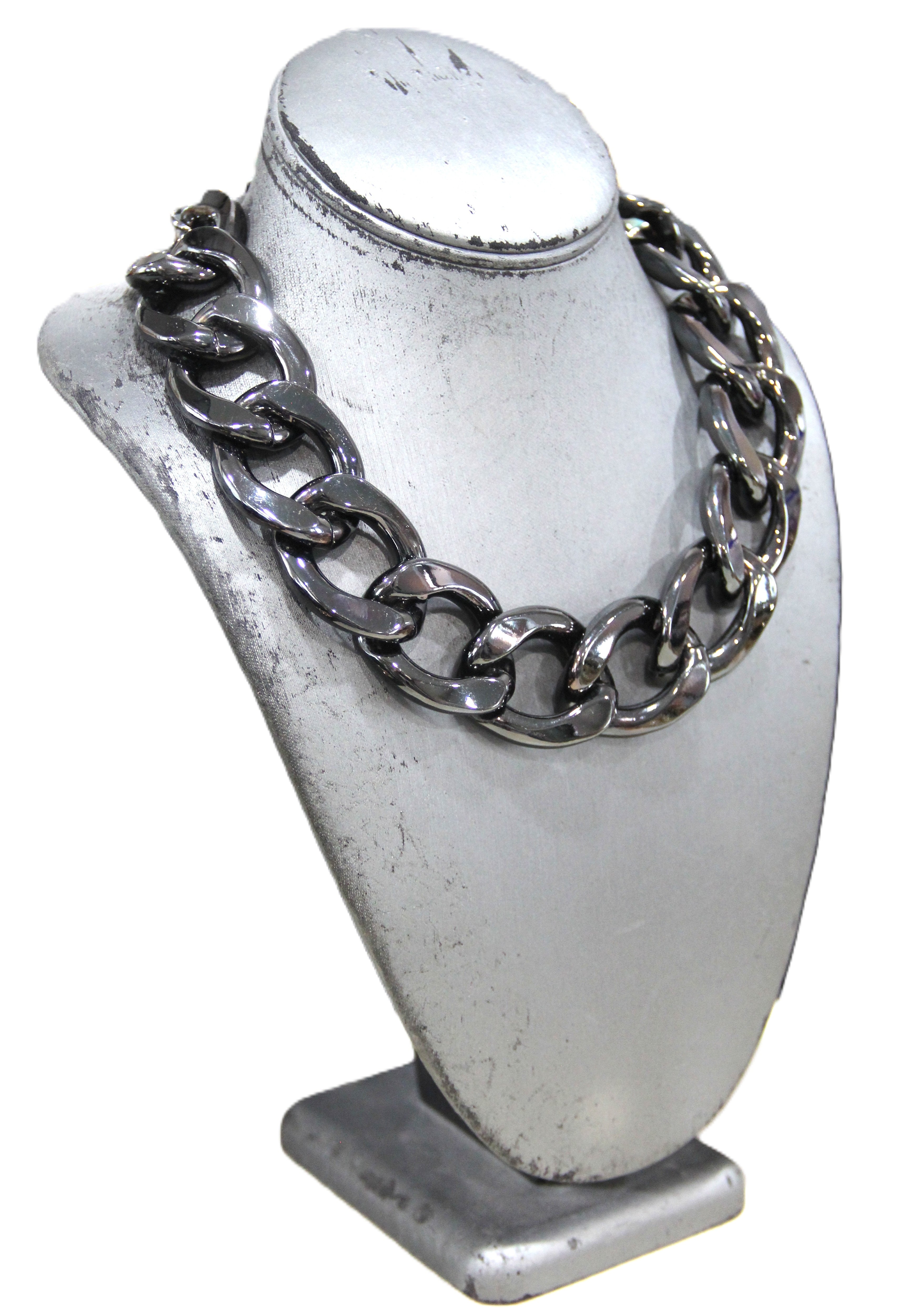 Graziano chunky black metal curbed chain necklace