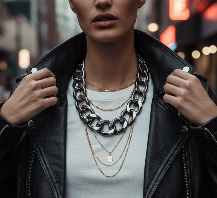 Graziano chunky black metal curbed chain necklace