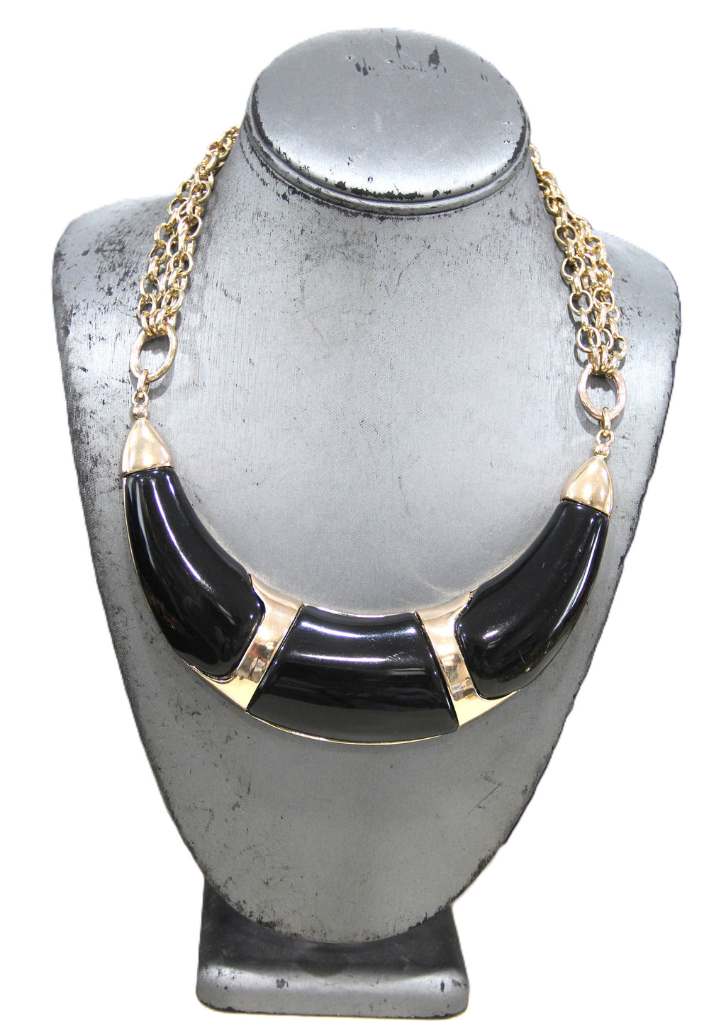 GRAZIANO STATEMENT NECKLACE WITH BLACK RESIN FOCAL