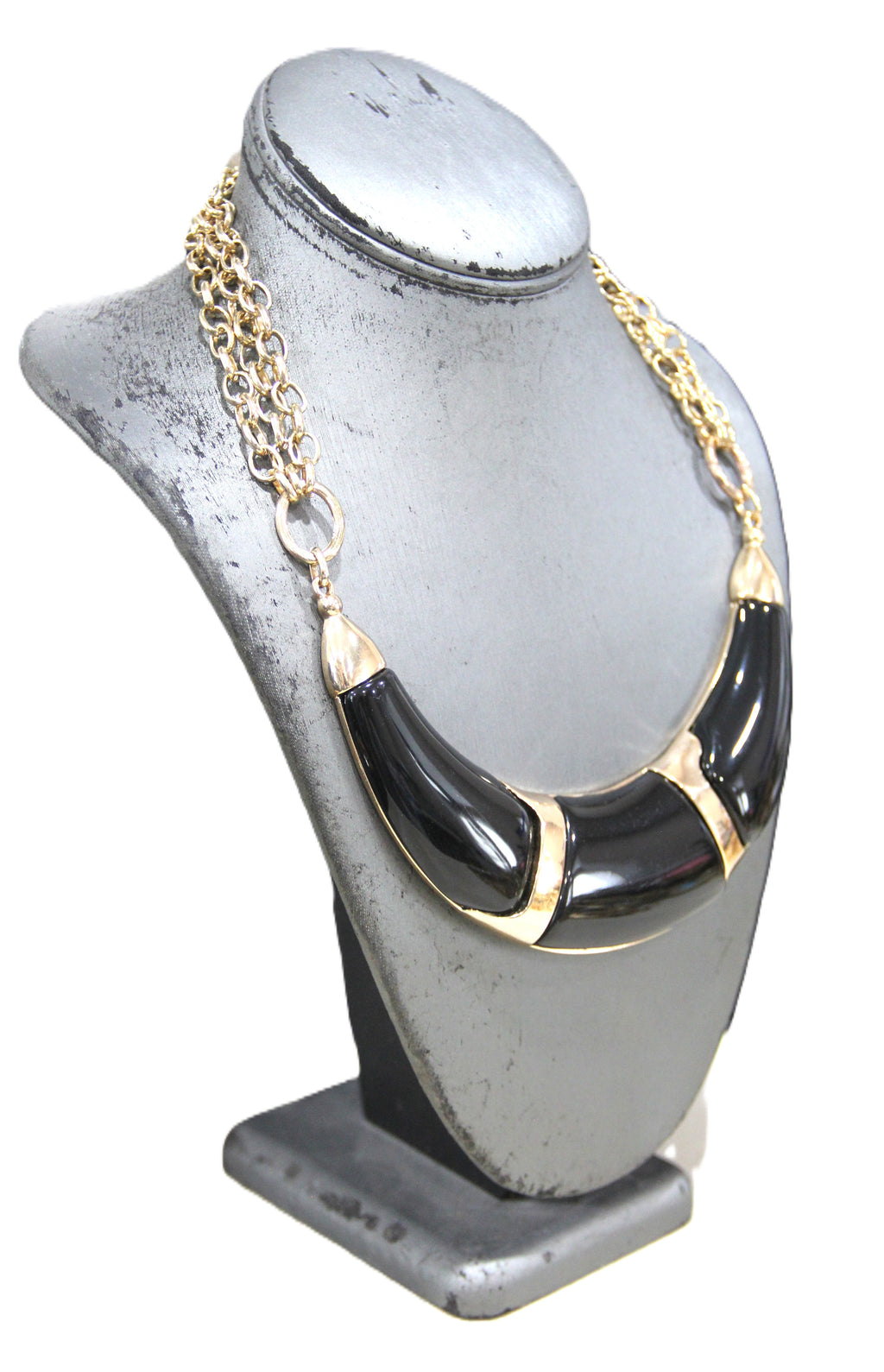 GRAZIANO STATEMENT NECKLACE WITH BLACK RESIN FOCAL
