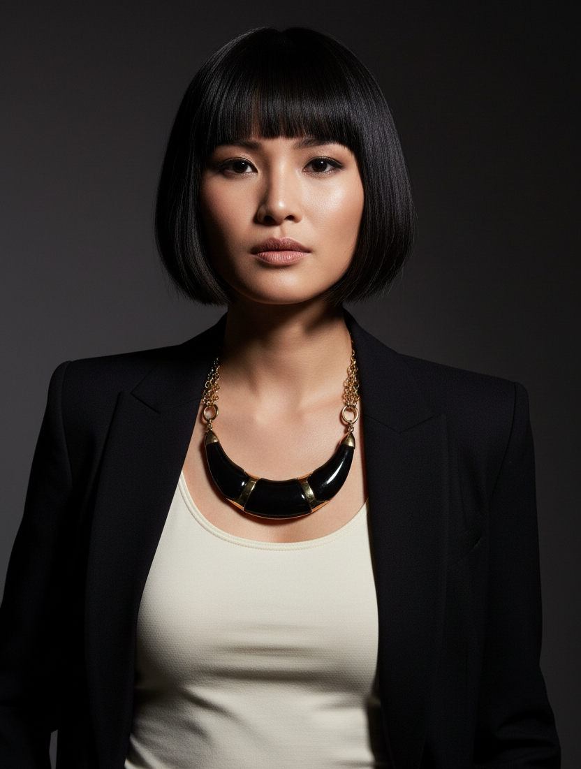 GRAZIANO STATEMENT NECKLACE WITH BLACK RESIN FOCAL