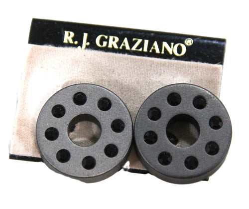 80'S VINTAGE GRAZIANO BOLD WOOD & RHINESTONE ACCENT EARRINGS