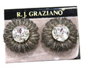 GRAZIANO LARGE CLEAR CRYSTAL AND SILVER WIRE STATEMENT EARRINGS