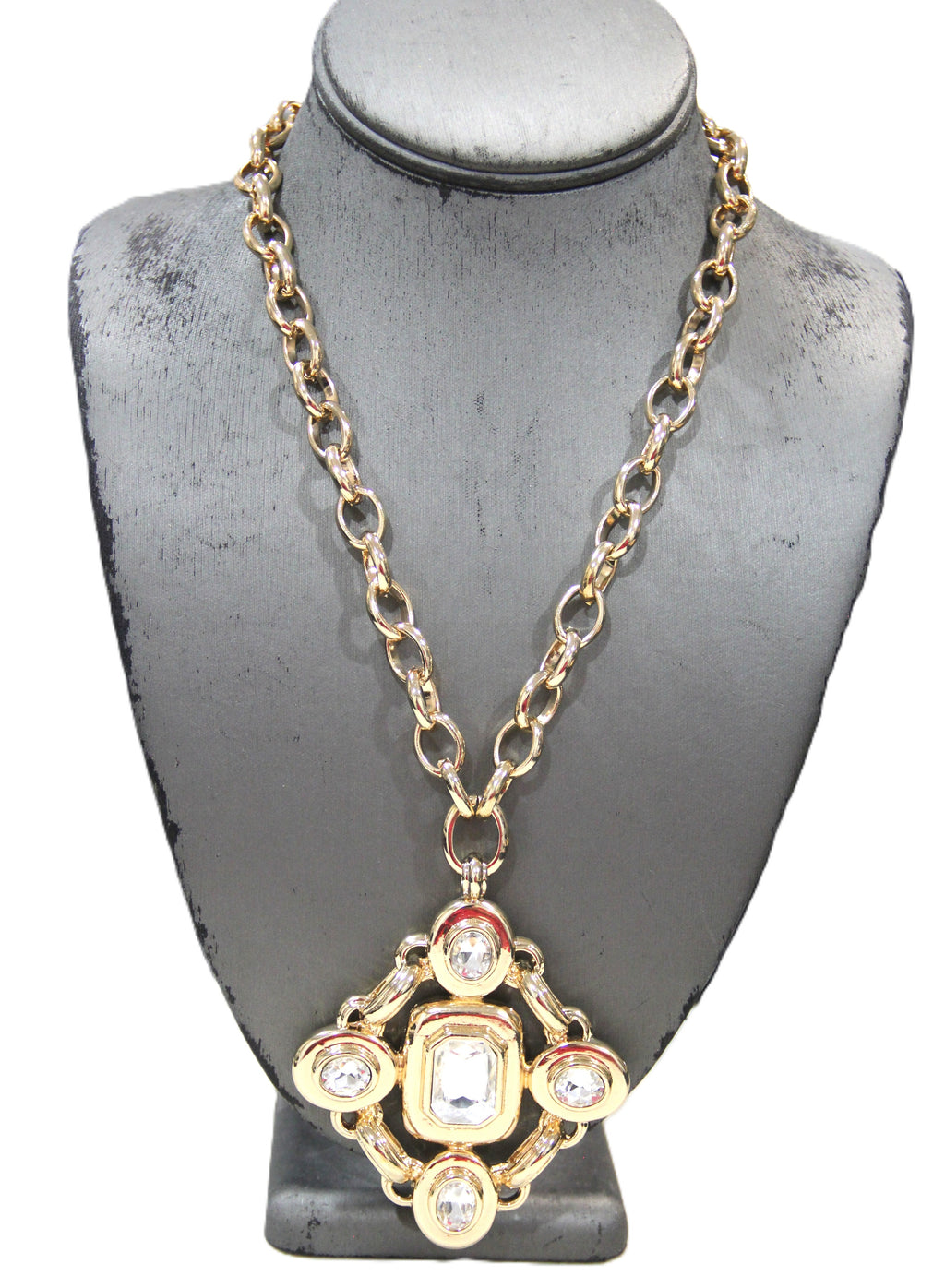 GRAZIANO DEAD STOCK VINTAGE MALTESE CROSS NECKLACE - CLEAR
