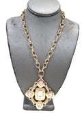 GRAZIANO DEAD STOCK VINTAGE MALTESE CROSS NECKLACE - CLEAR