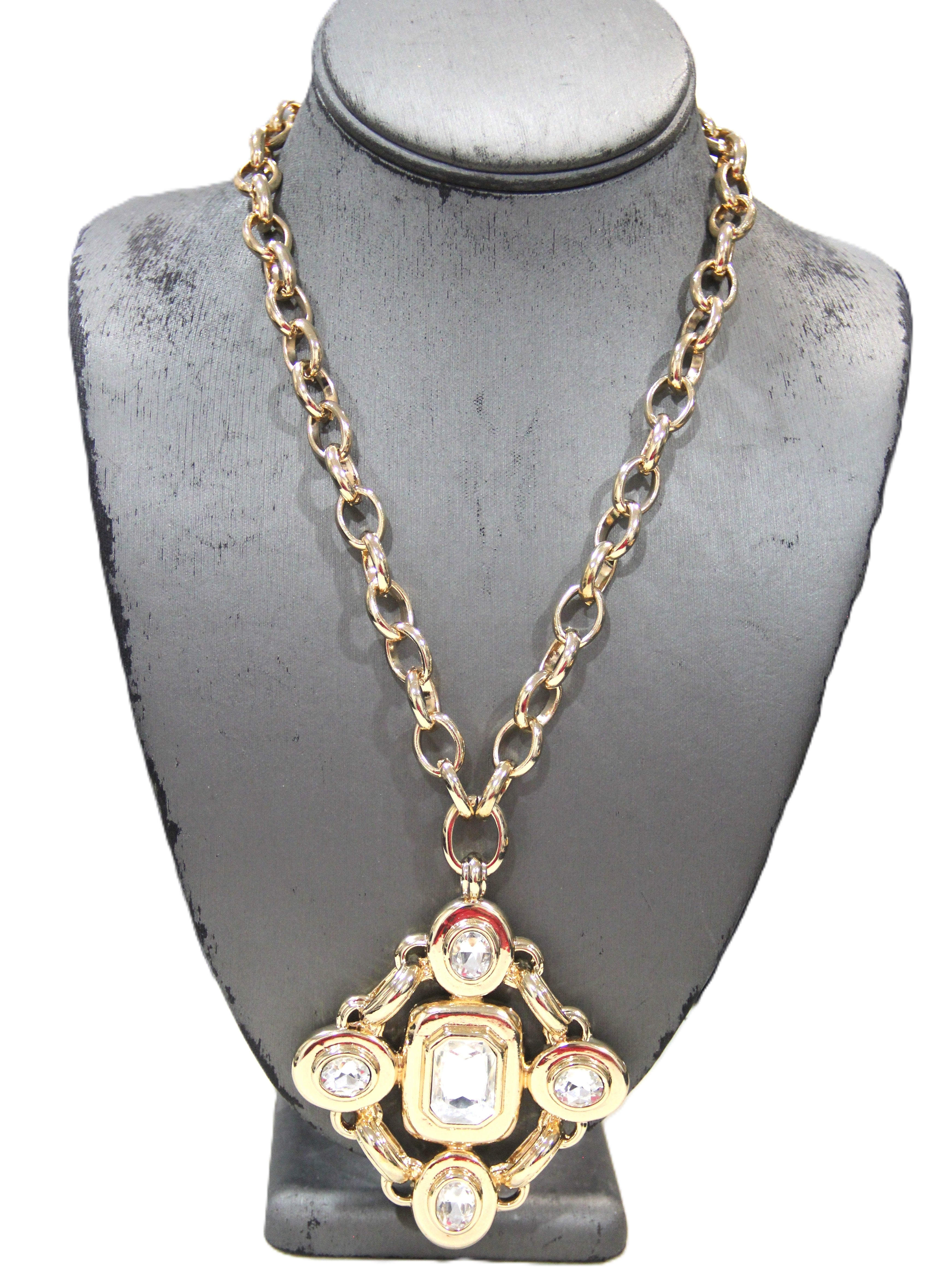 GRAZIANO DEAD STOCK VINTAGE MALTESE CROSS NECKLACE - CLEAR