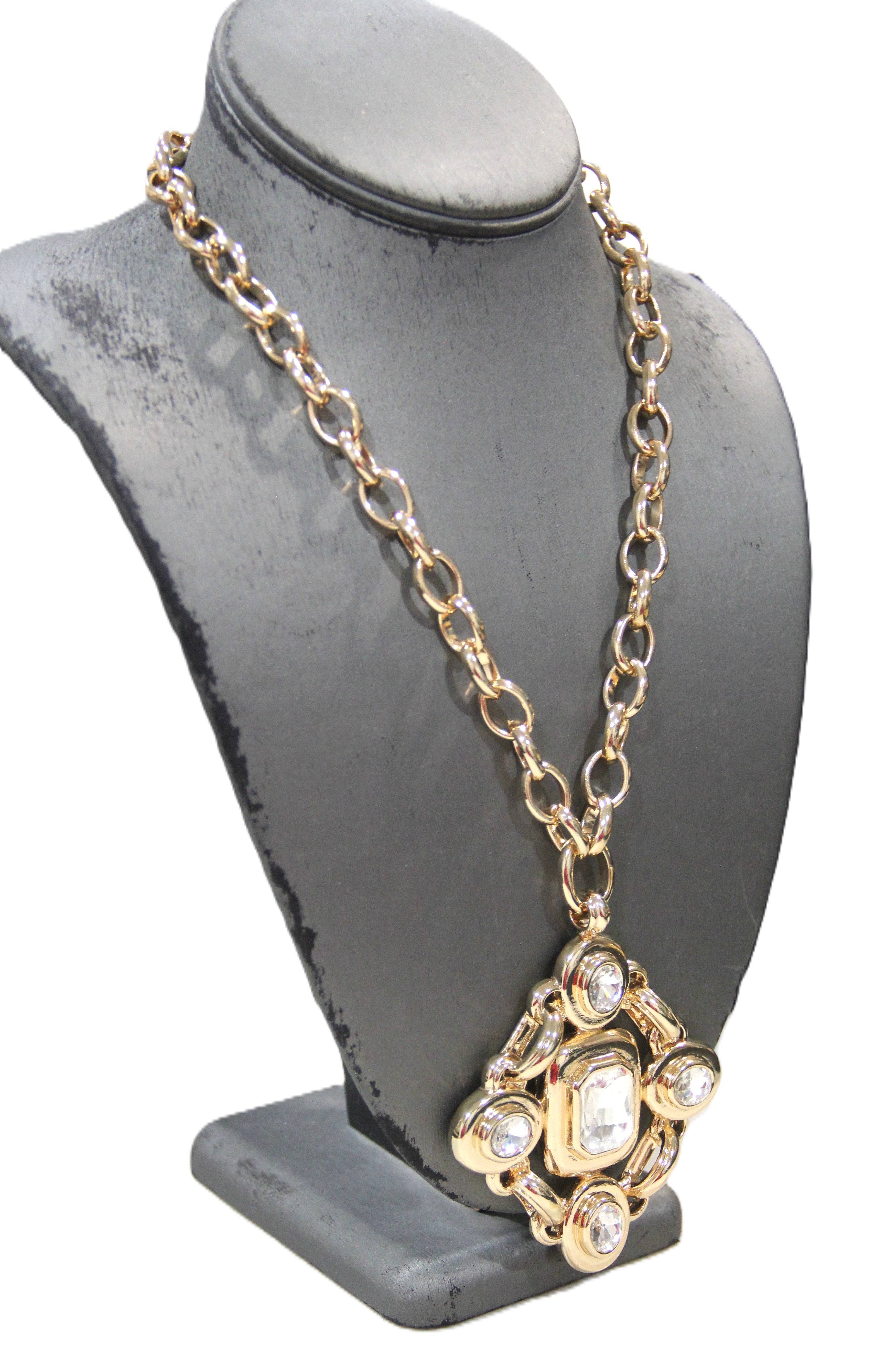 GRAZIANO DEAD STOCK VINTAGE MALTESE CROSS NECKLACE - CLEAR