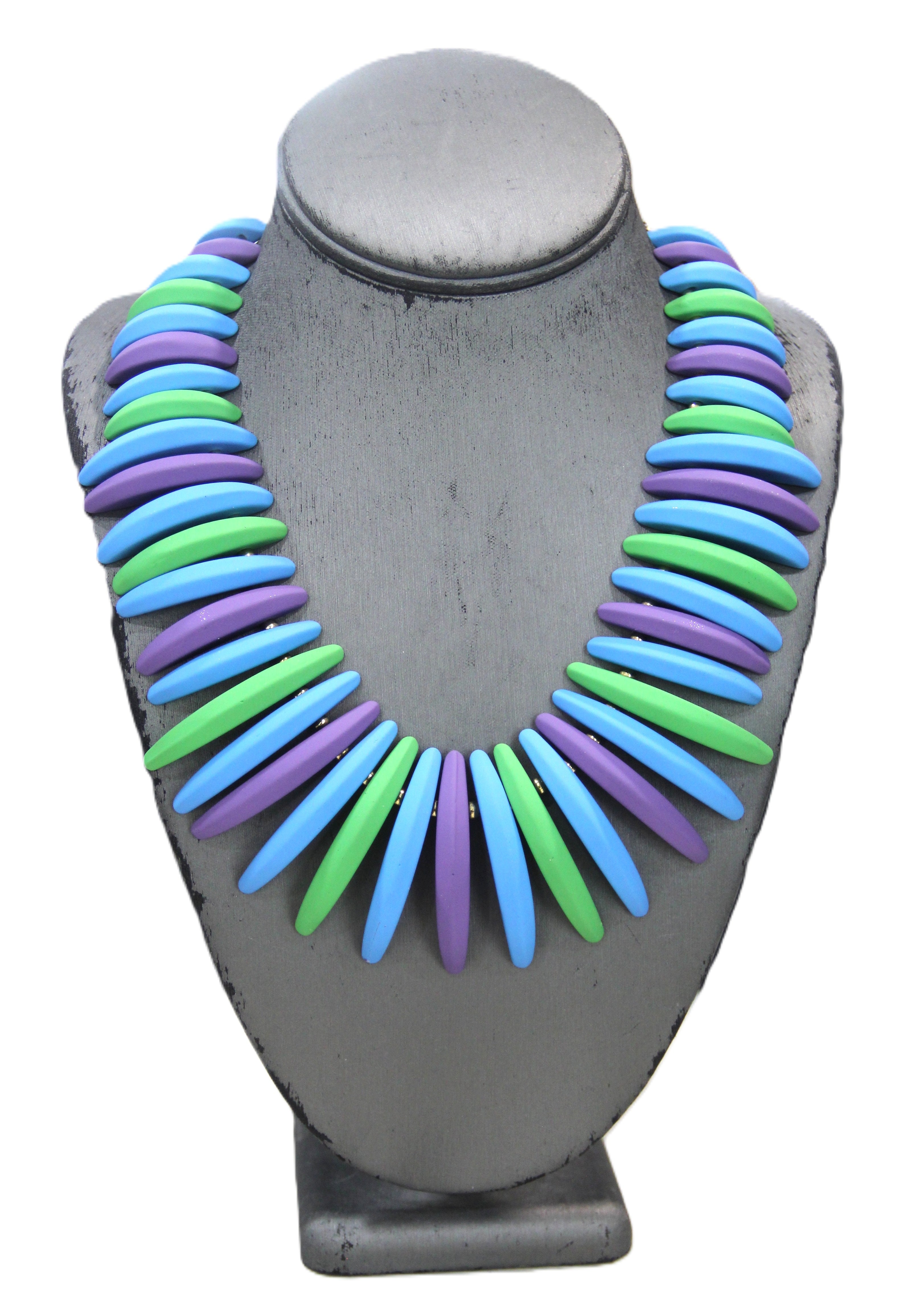 GRAZIANO DEAD STOCK COLORFUL MATTE FINISH STATEMENT NECKLACE