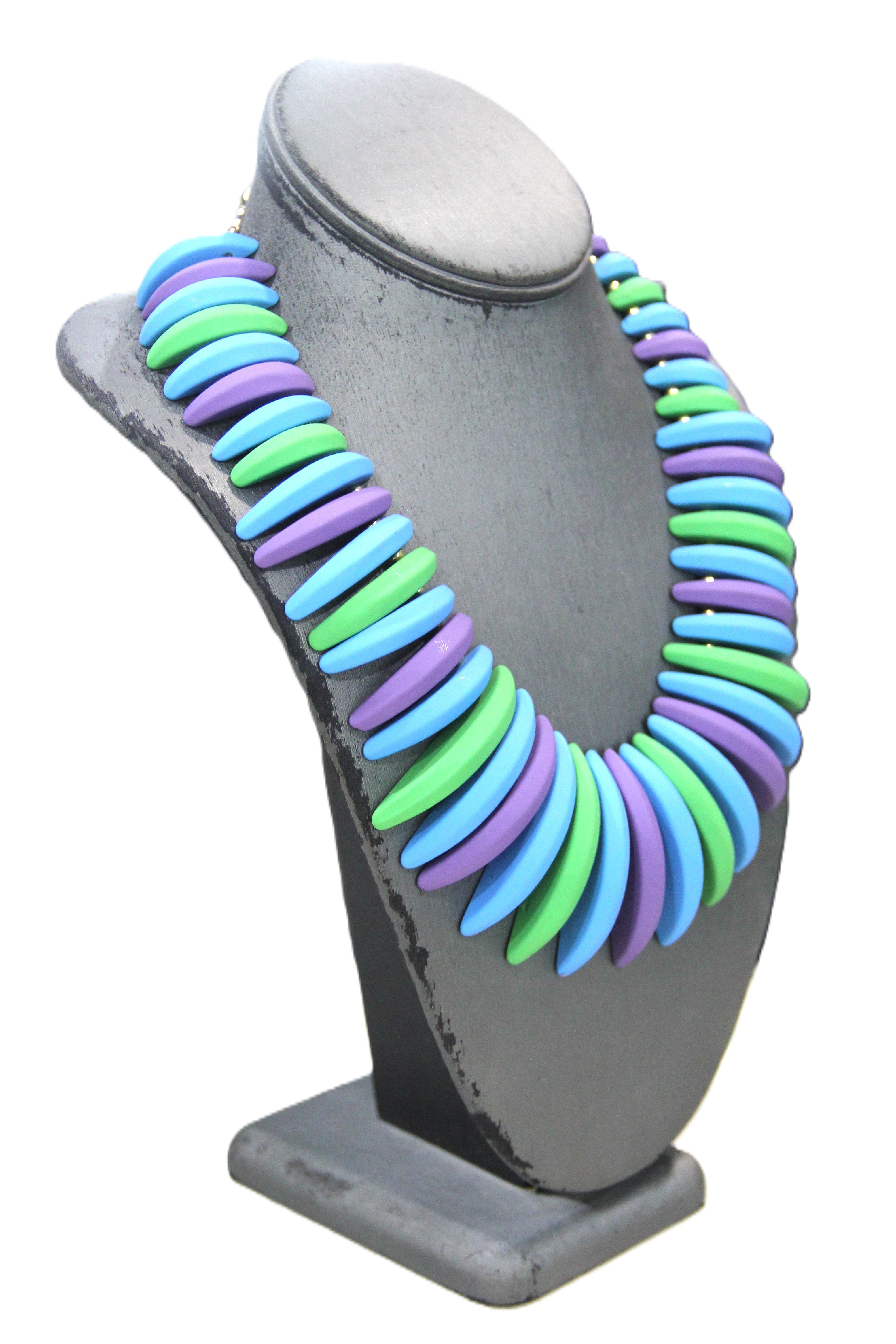 GRAZIANO DEAD STOCK COLORFUL MATTE FINISH STATEMENT NECKLACE