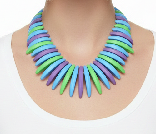 GRAZIANO DEAD STOCK COLORFUL MATTE FINISH STATEMENT NECKLACE