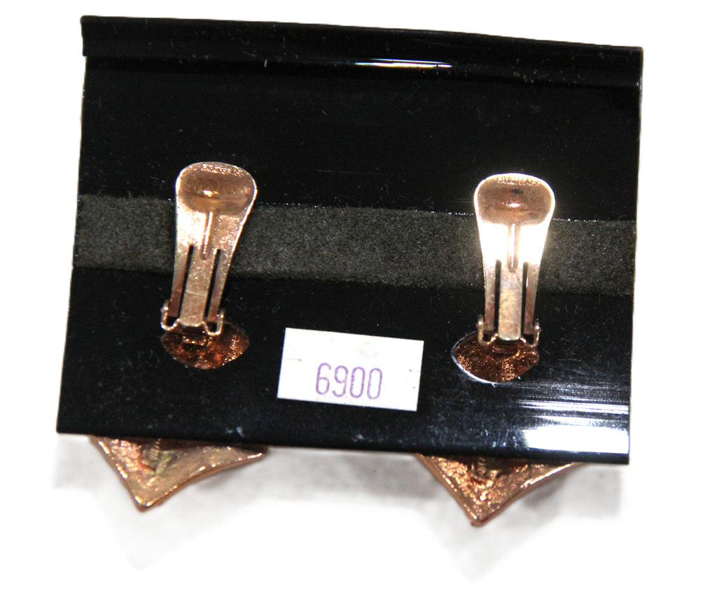 DEAD STOCK COPPER PLATE LEAF STATEMENT EARRINGS