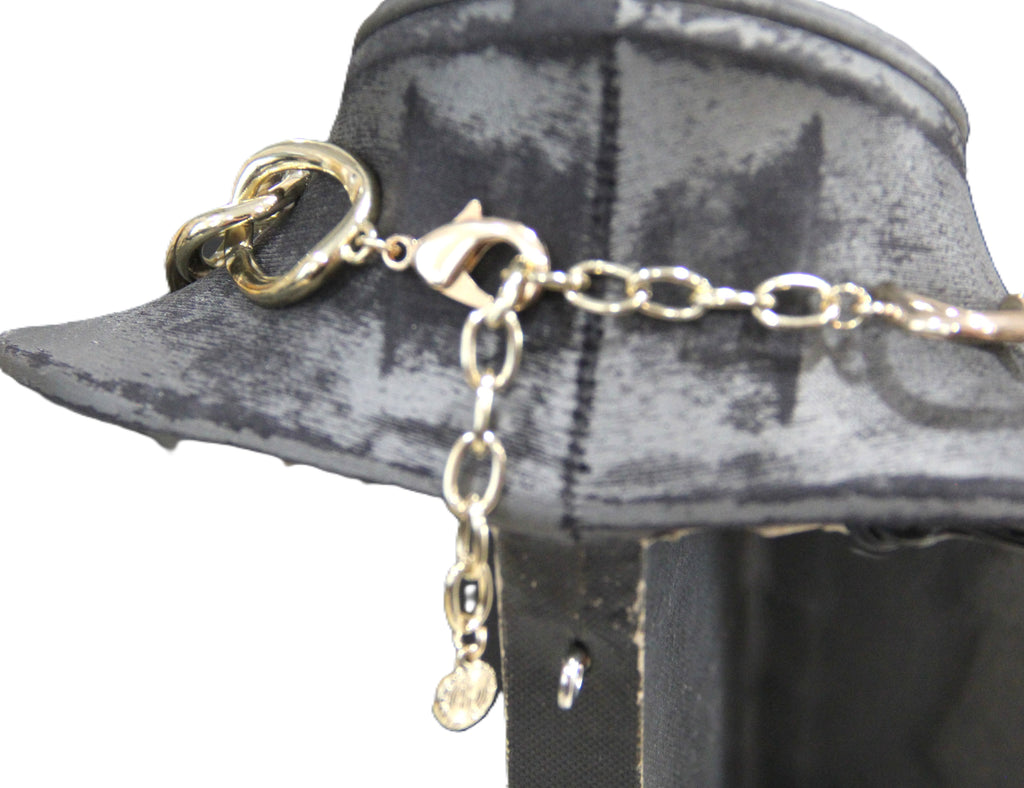 VINTAGE GRAZIANO DEAD STOCK CURBED CHAIN WITH CRYSTAL ACCENT - POLISHED GOLD