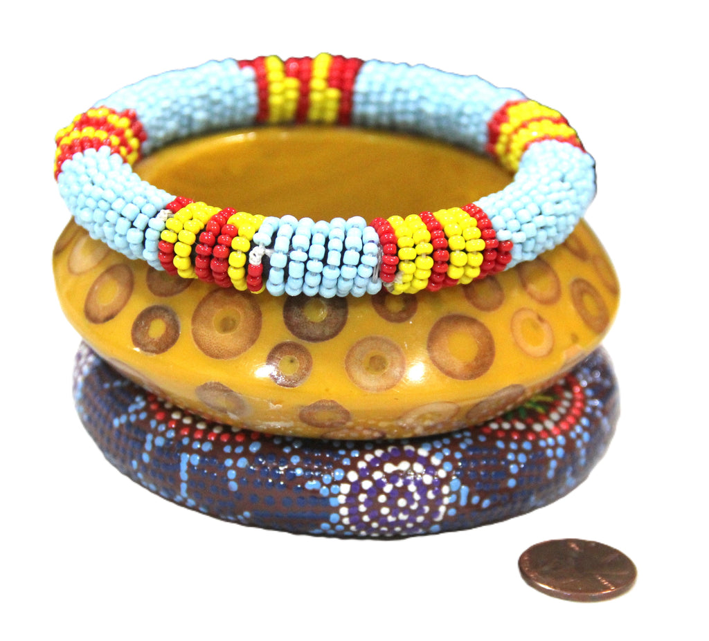 GRAZIANO DEAD STOCK "AFRICABORIGINAL" BANGLE BRACELET STACK