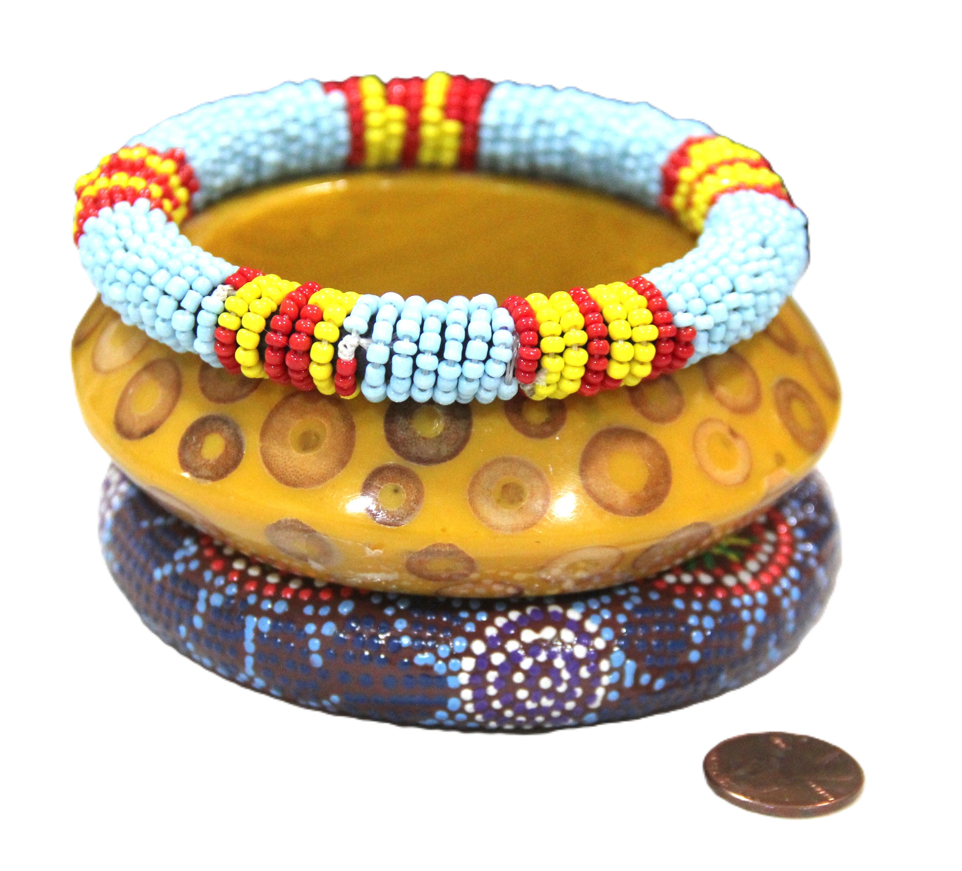 GRAZIANO DEAD STOCK "AFRICABORIGINAL" BANGLE BRACELET STACK
