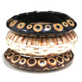 GRAZIANO DEAD STOCK BOHO WEAVE & INLAY BANGLE BRACELET STACK