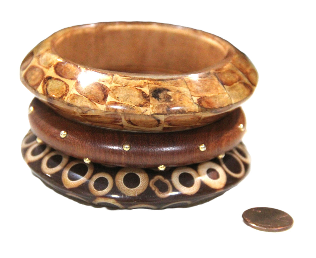 GRAZIANO DEAD STOCK "STUDS & CIRCLES" BANGLE BRACELET STACK 