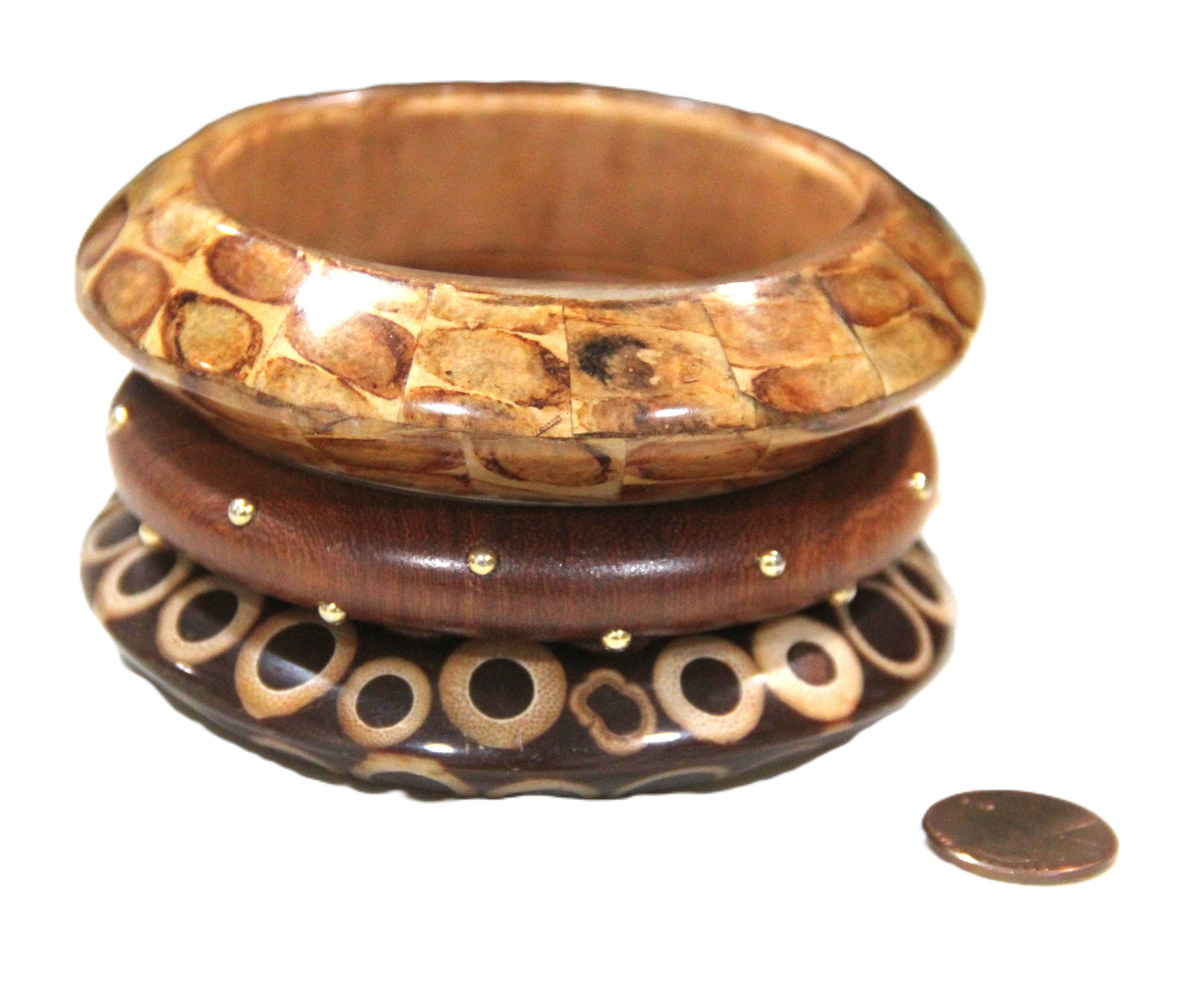 GRAZIANO DEAD STOCK "STUDS & CIRCLES" BANGLE BRACELET STACK 