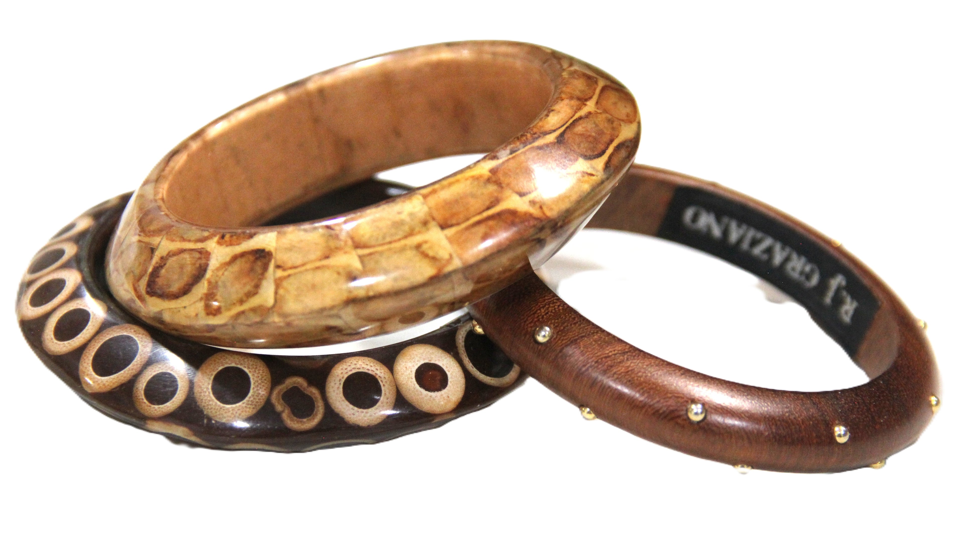 GRAZIANO DEAD STOCK "STUDS & CIRCLES" BANGLE BRACELET STACK 