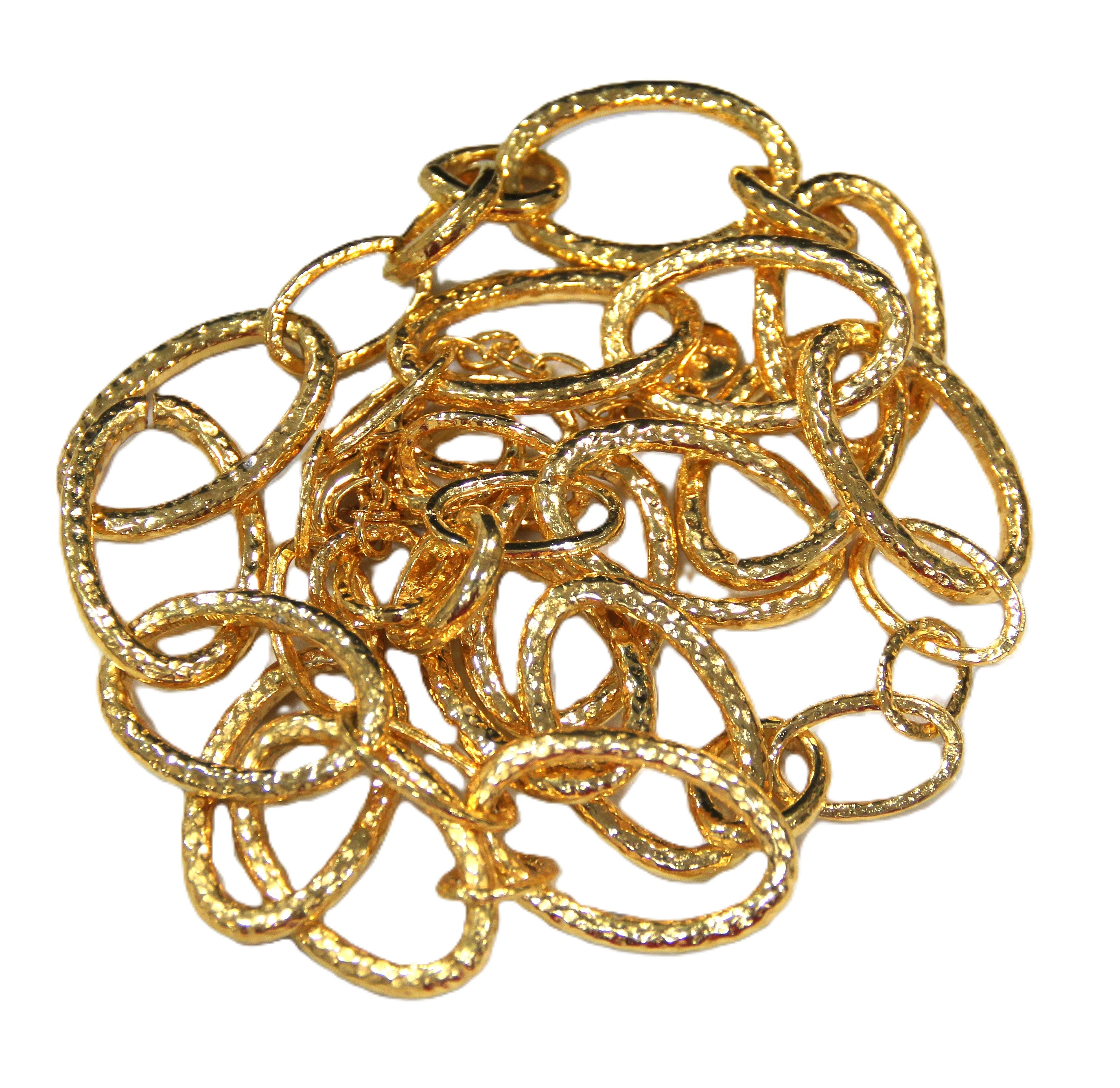 GRAZIANO BRIGHT GOLD HAMMERED LINK STATEMENT CHAIN NECKLACE