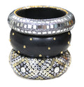 GRAZIANO DEAD STOCK "THE MIRROR & STUDS" BANGLE BRACELET STACK 
