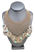 Vintage Graziano chain mesh bib charm statement necklace