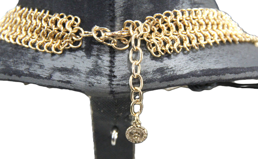 Vintage Graziano chain mesh bib charm statement necklace